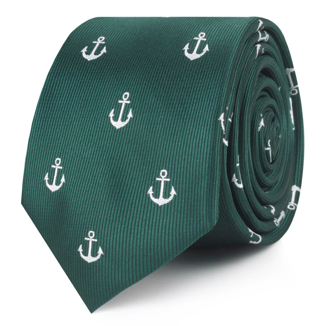 Dark Green Anchor Skinny Tie - Image 2