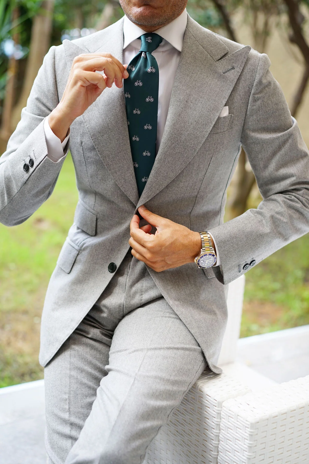 Dark Green French Bicycle Necktie - Image 10