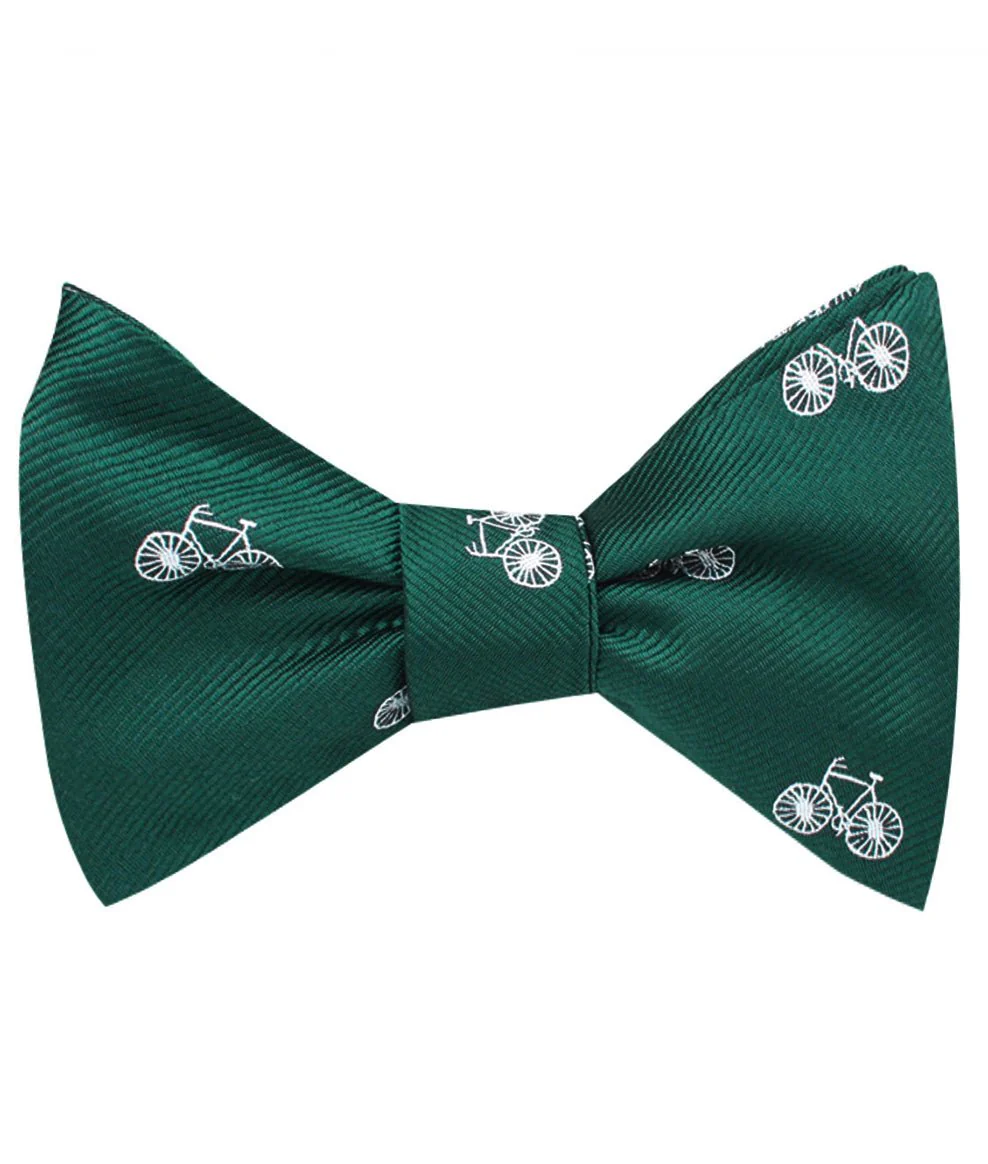 Dark Green French Bicycle Self Bow Tie - Image 2