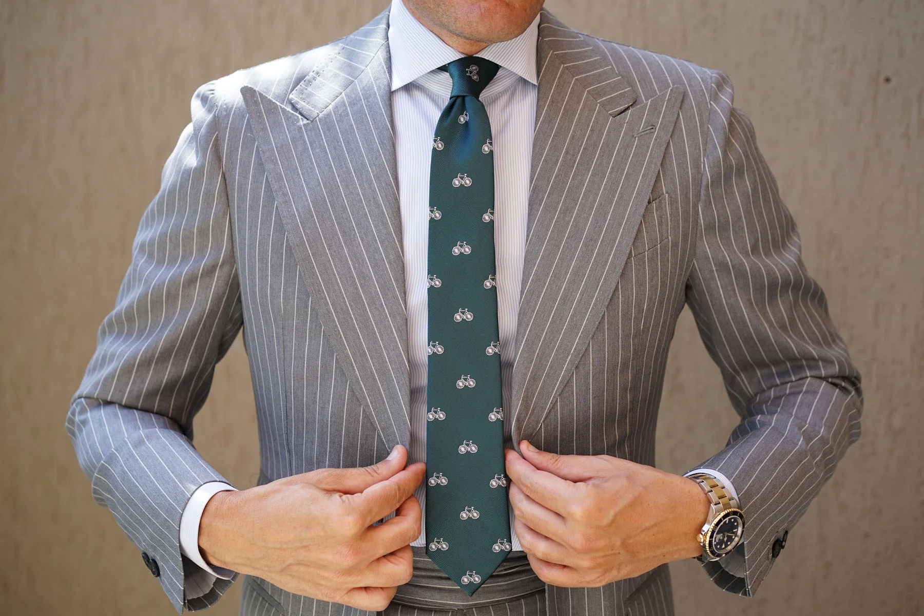 Dark Green French Bicycle Skinny Tie - Image 6