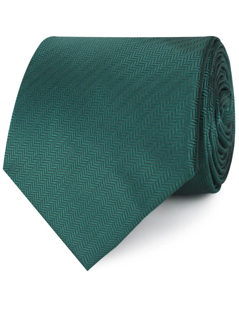 Dark Green Herringbone Necktie - Image 2