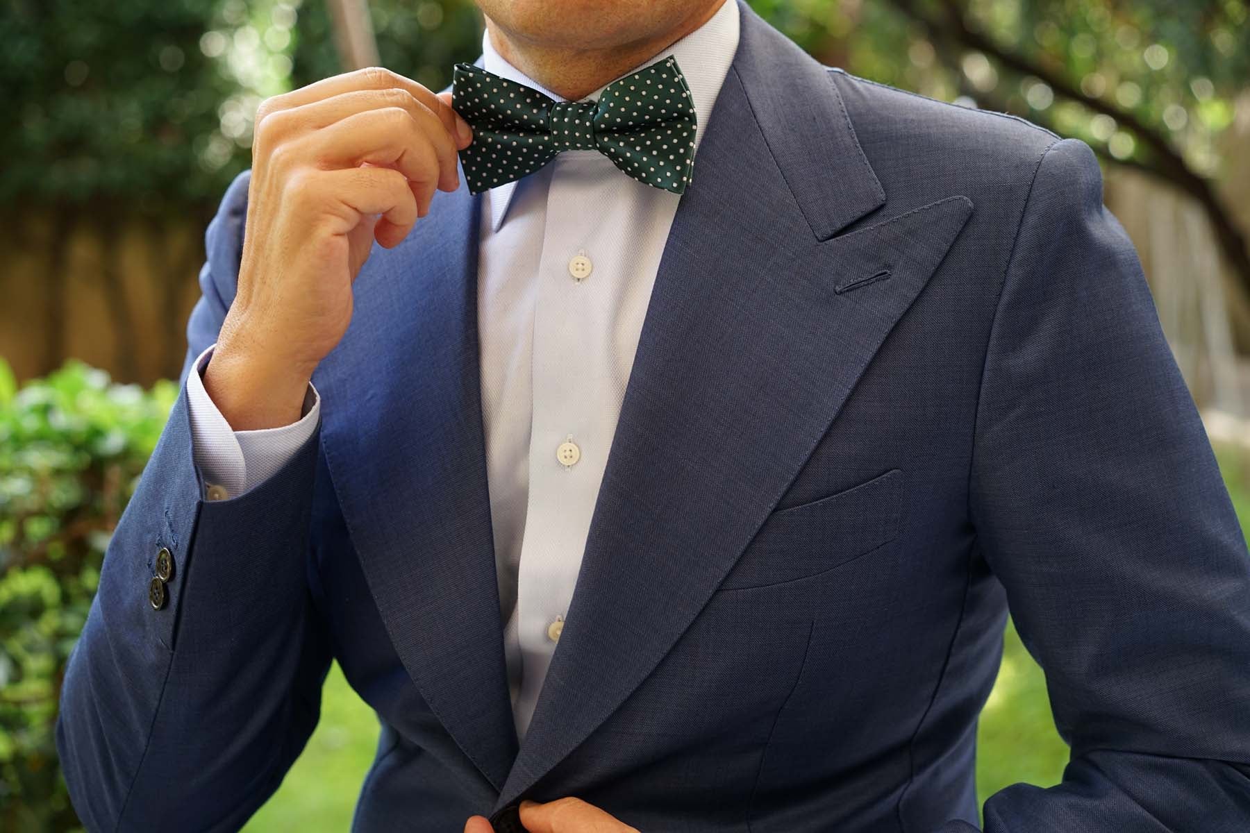 Dark Green Mini Polka Dots Bow Tie - Image 3