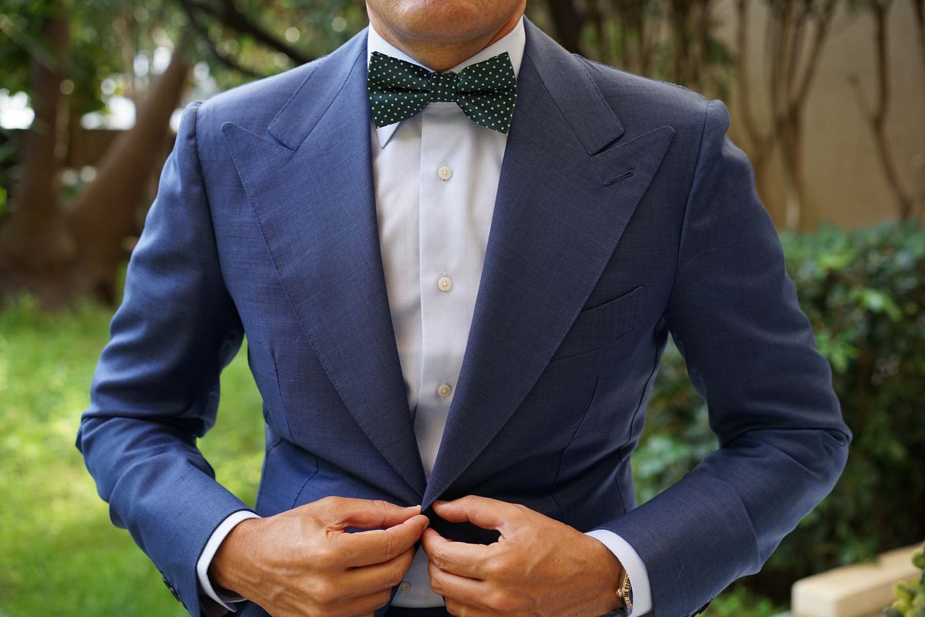 Dark Green Mini Polka Dots Bow Tie - Image 6