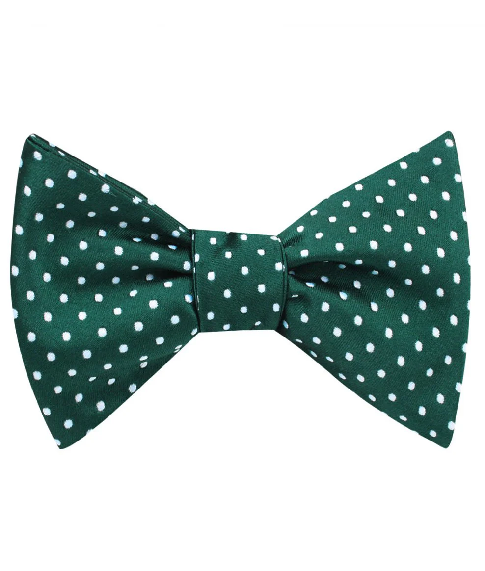 Dark Green Mini Polka Dots Self Bow Tie - Image 2