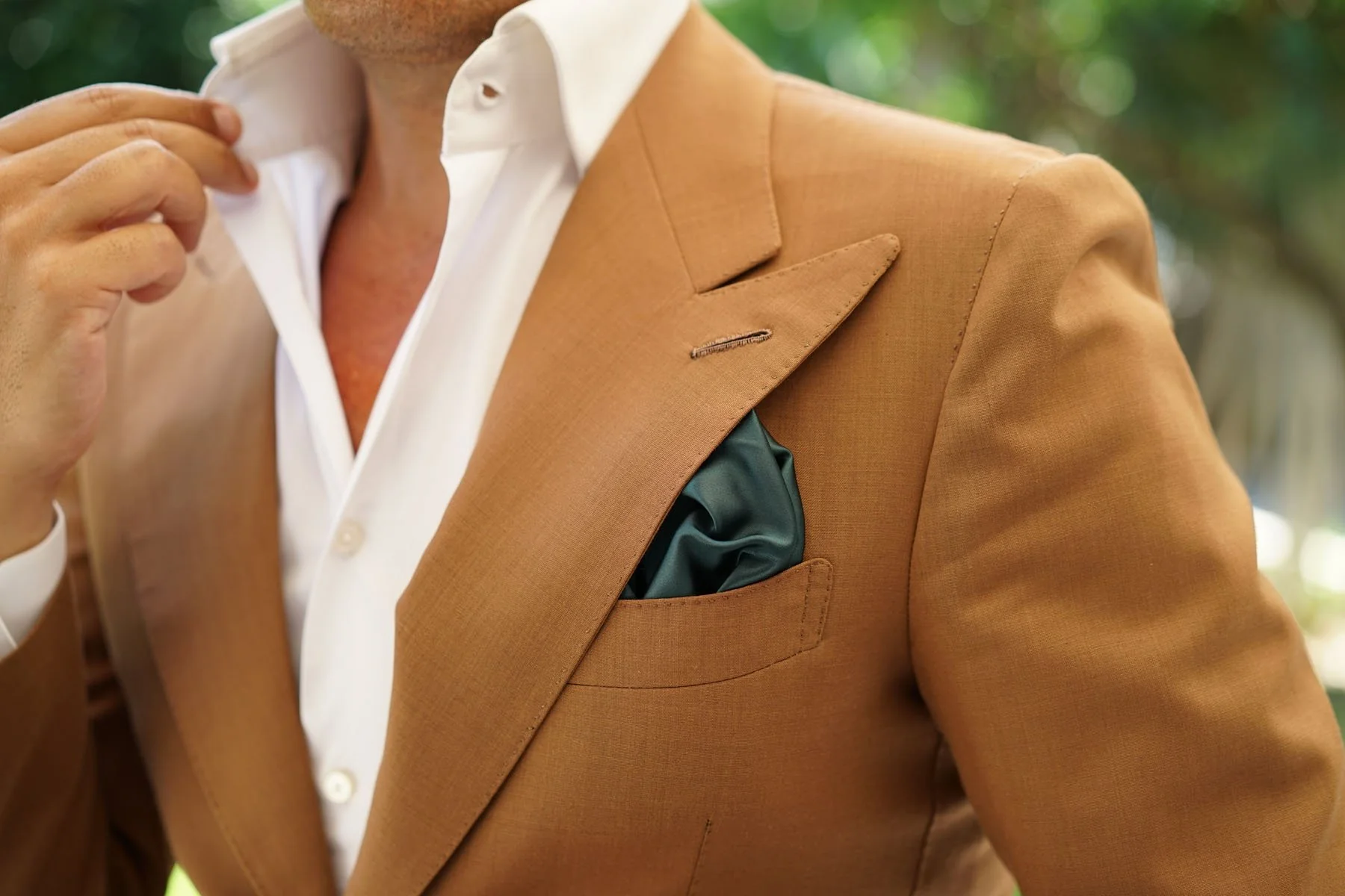 Dark Green Satin Pocket Square - Image 5