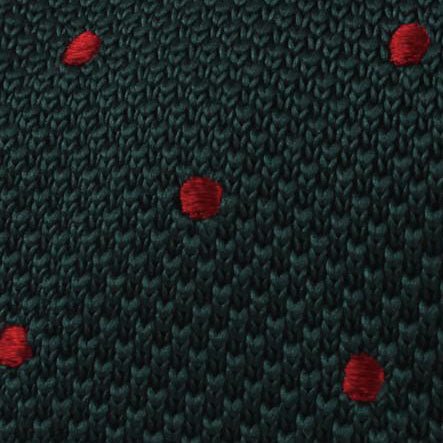 Dark Green with Burgundy Polkadot Knitted Tie - Image 2