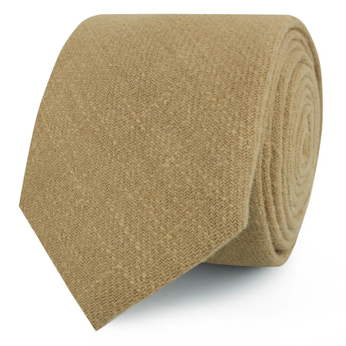 Dark Khaki Tan Linen Skinny Tie - Image 2