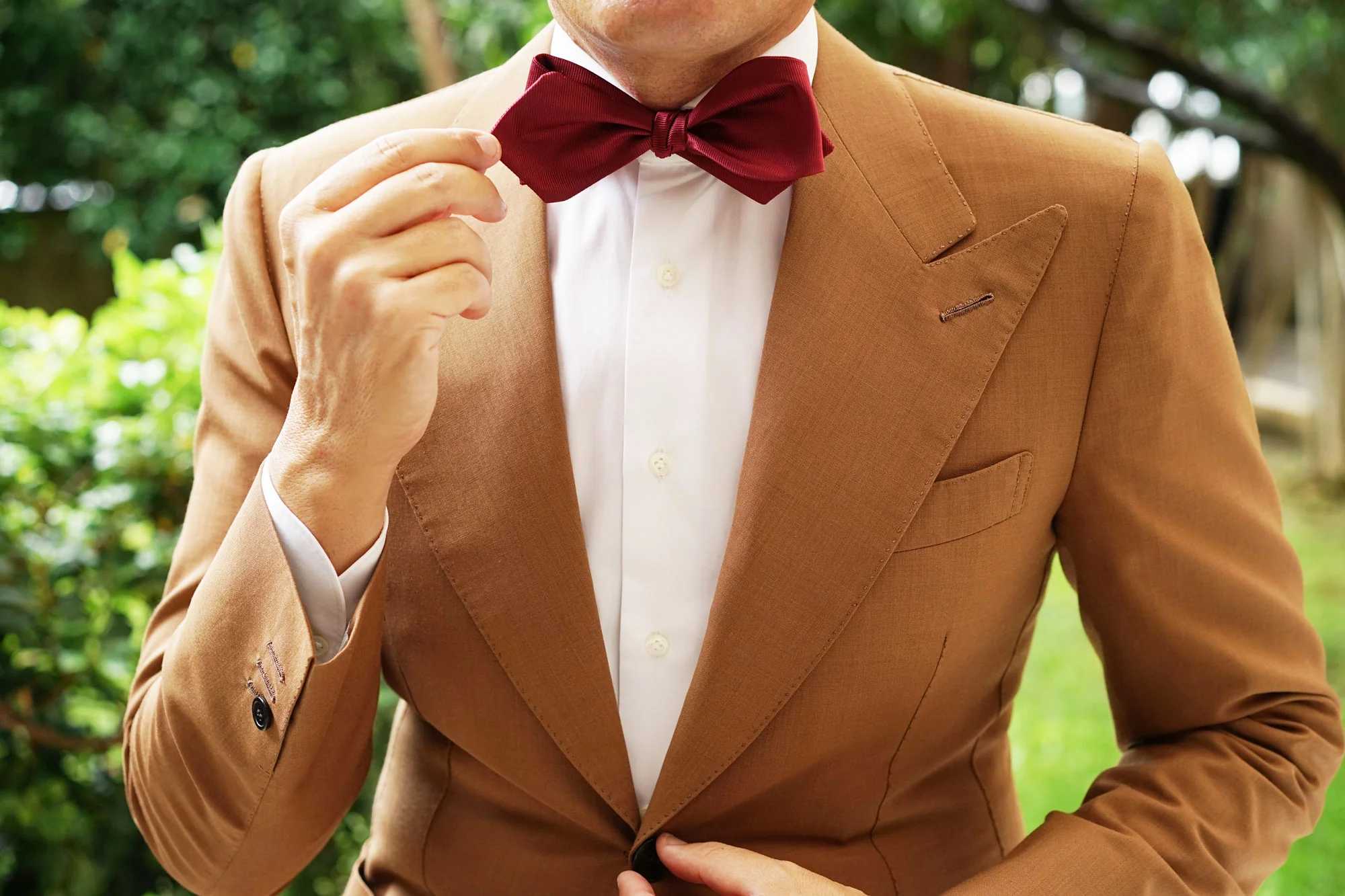 Dark Maroon Self Tie Diamond Tip Bow Tie - Image 9