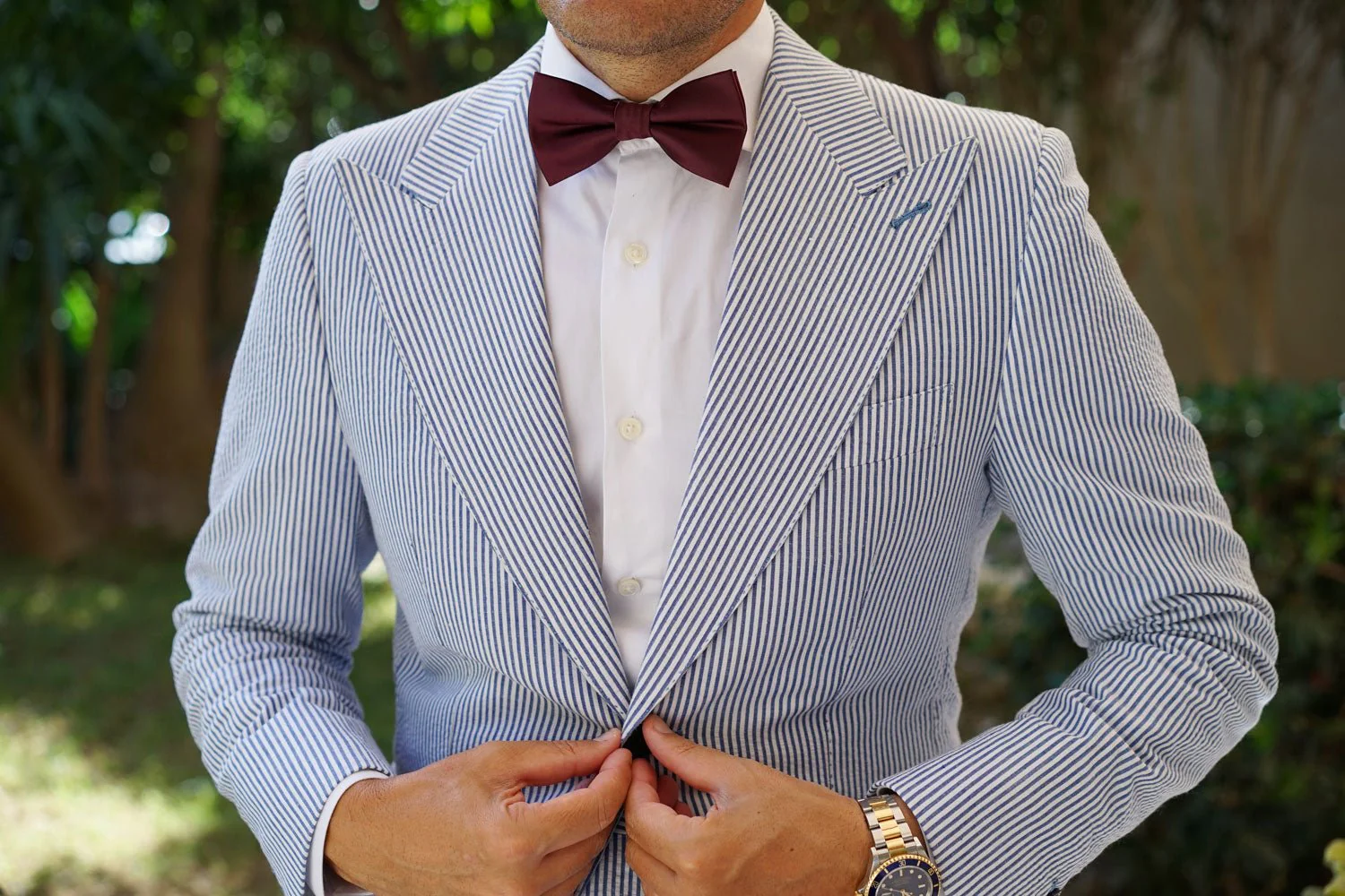 Dark Merlot Wine Satin Bow Tie - Image 3