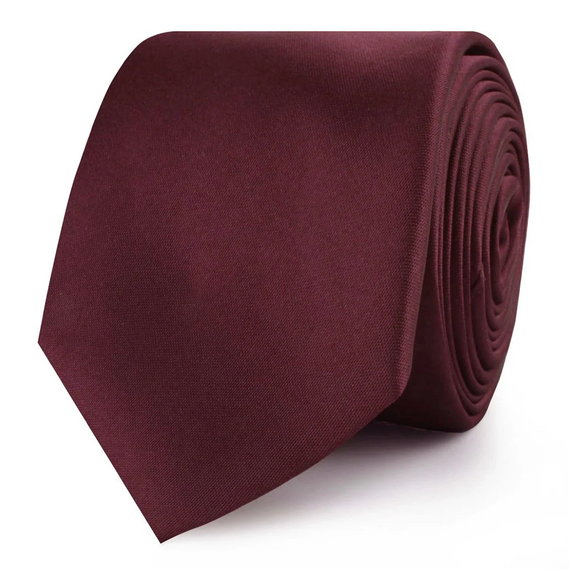 Dark Merlot Wine Satin Skinny Tie - Image 2