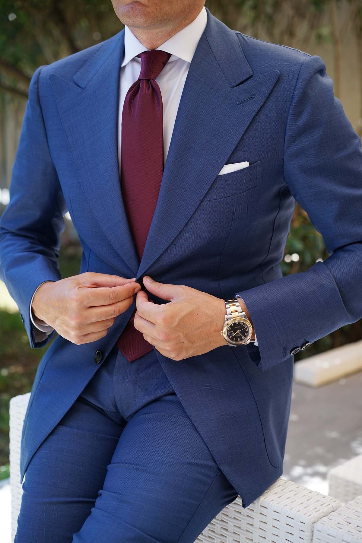 Dark Merlot Wine Twill Necktie - Image 8