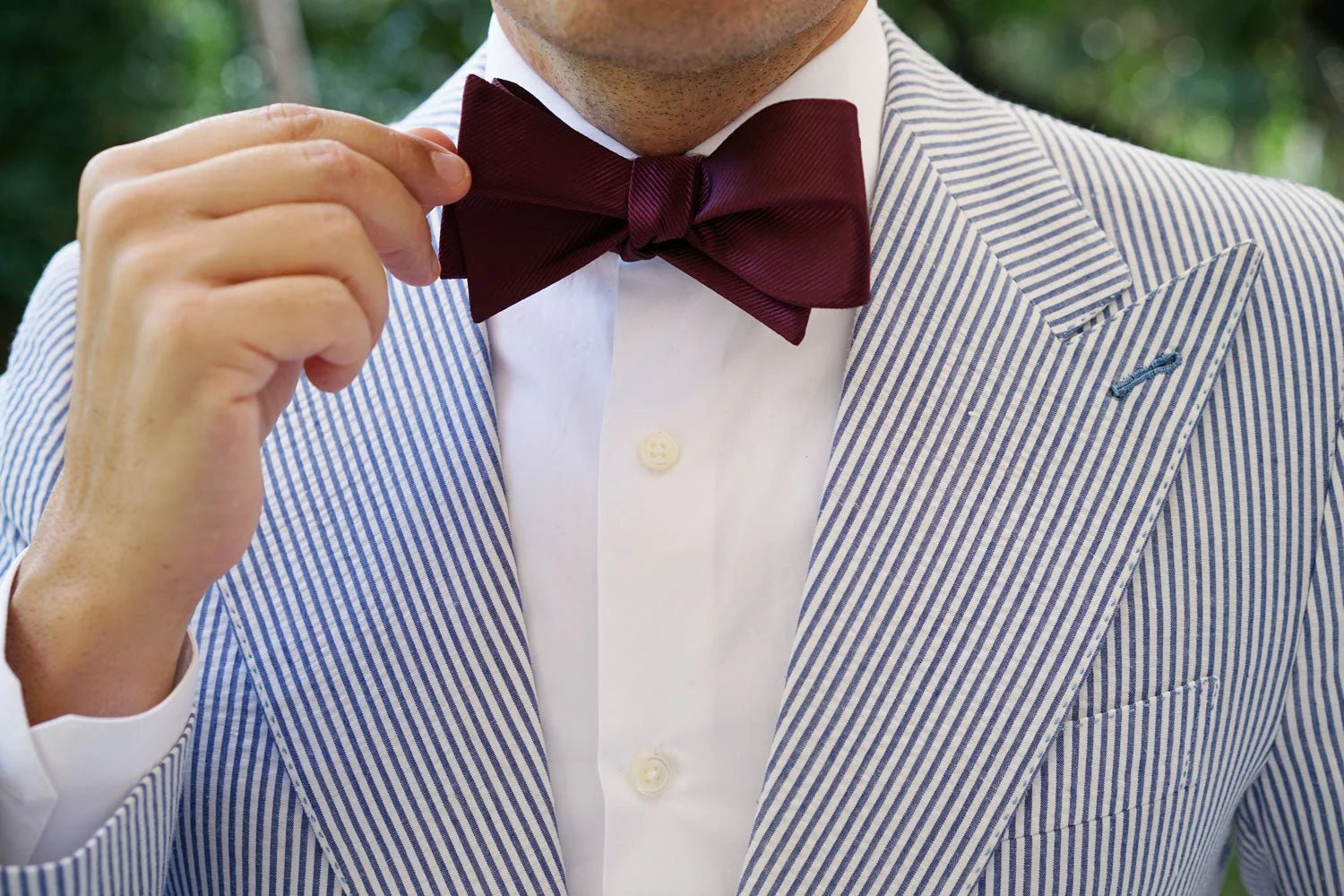 Dark Merlot Wine Twill Self Bow Tie - Image 7