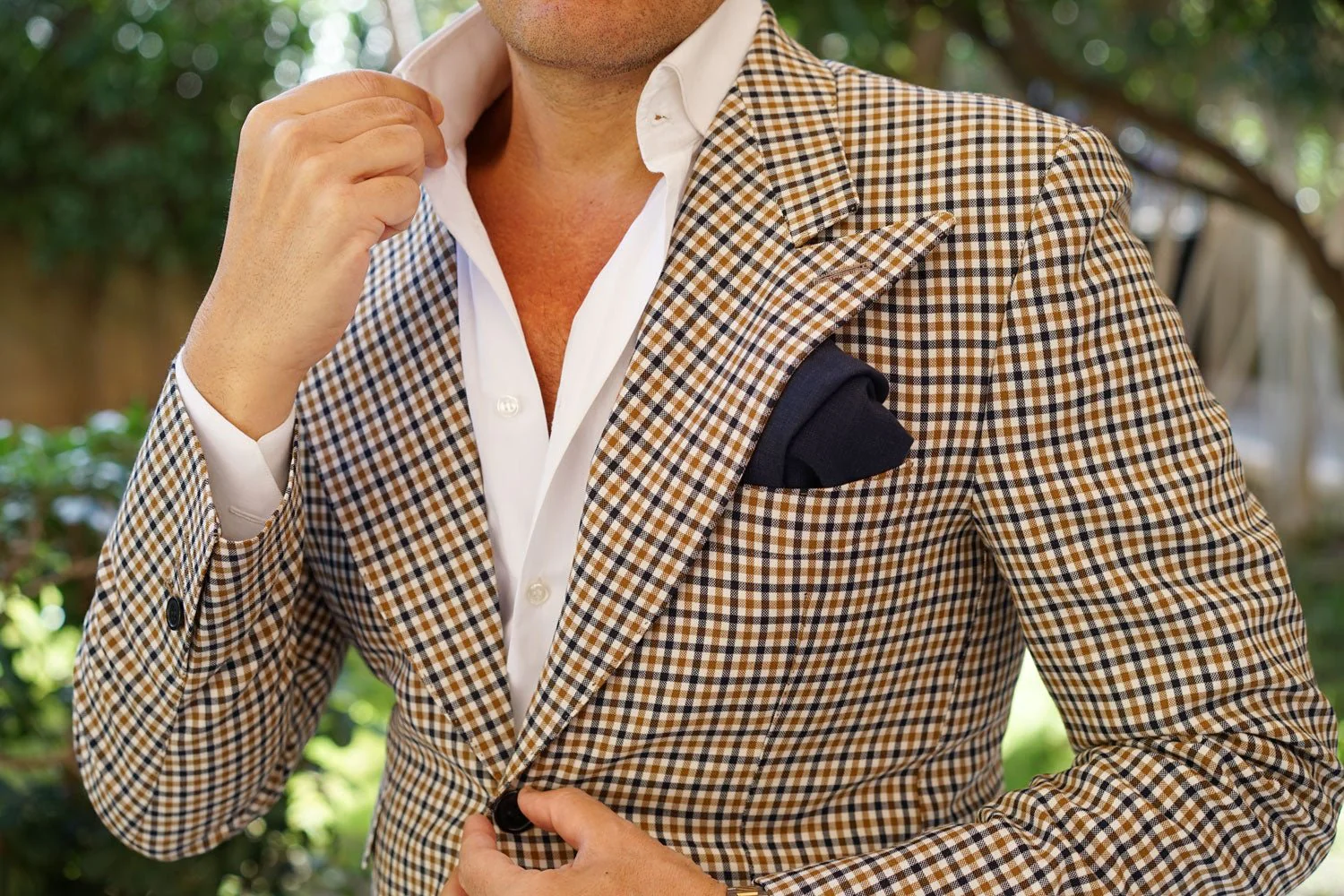 Dark Midnight Blue Linen Pocket Square - Image 5