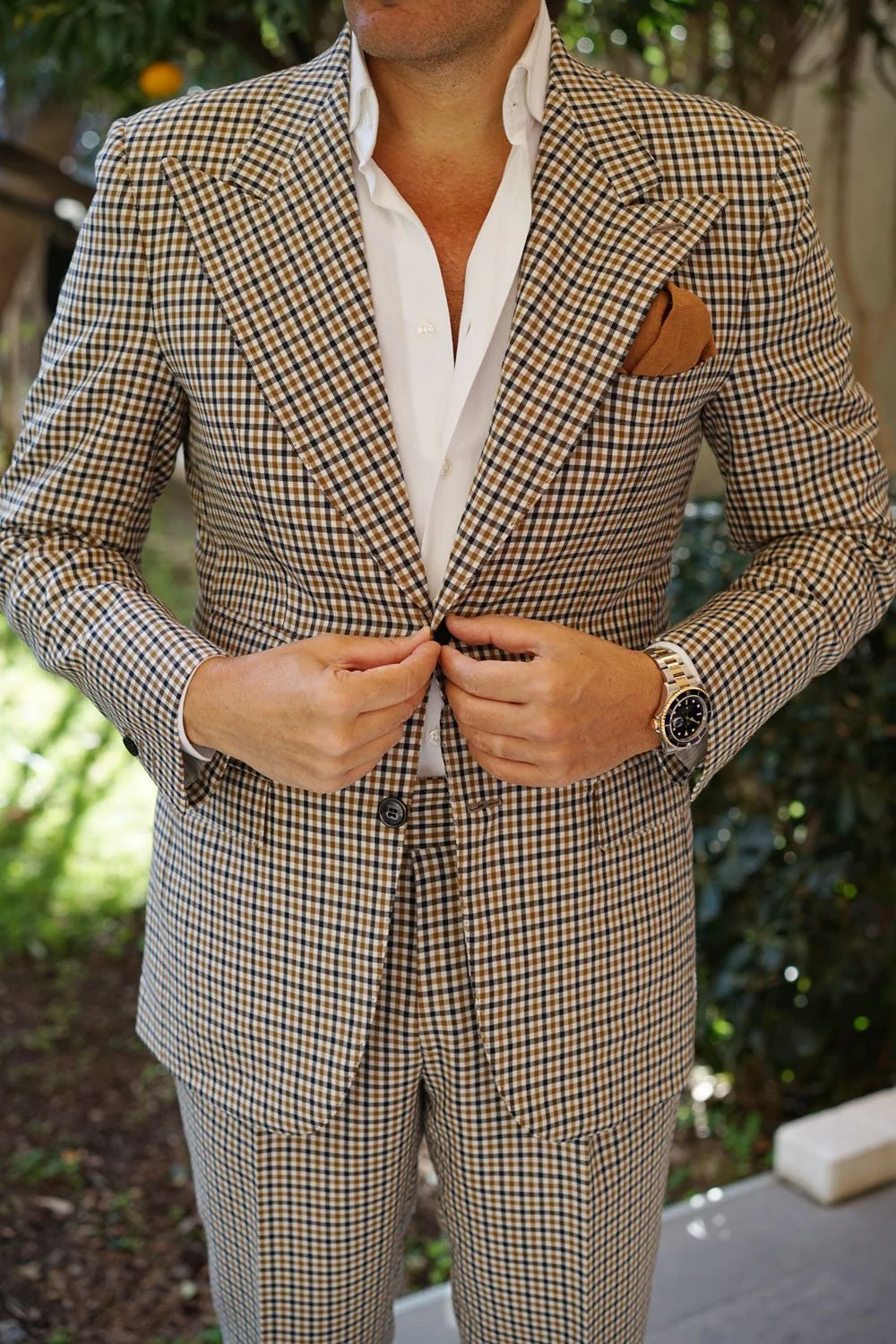 Dark Mustard Brown Linen Pocket Square - Image 4