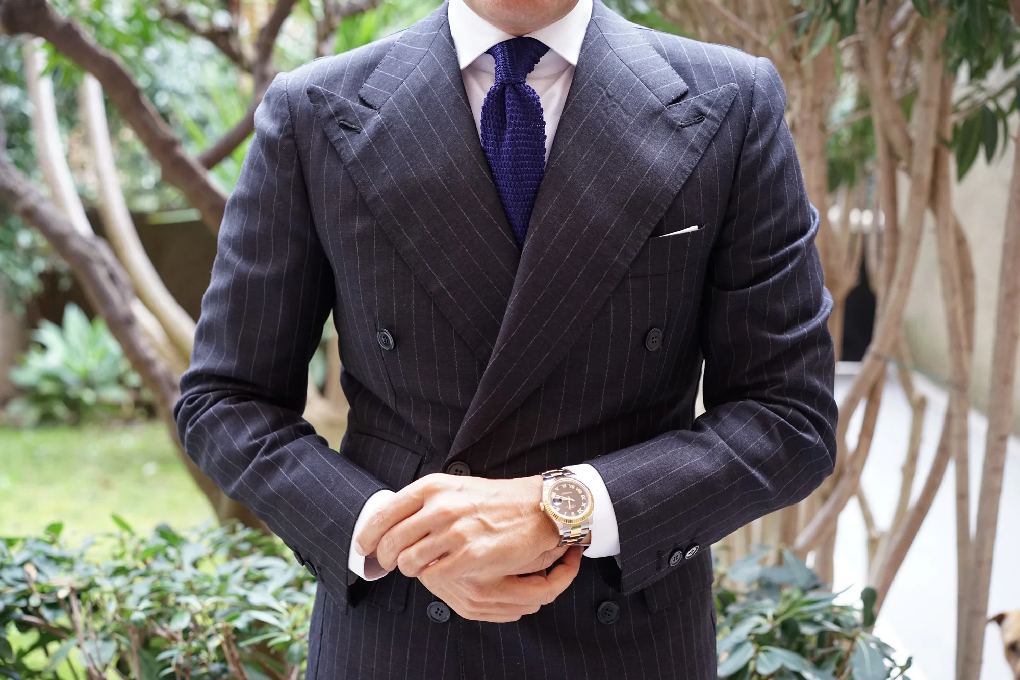 Dark Purple Pointed Knitted Tie - Image 5