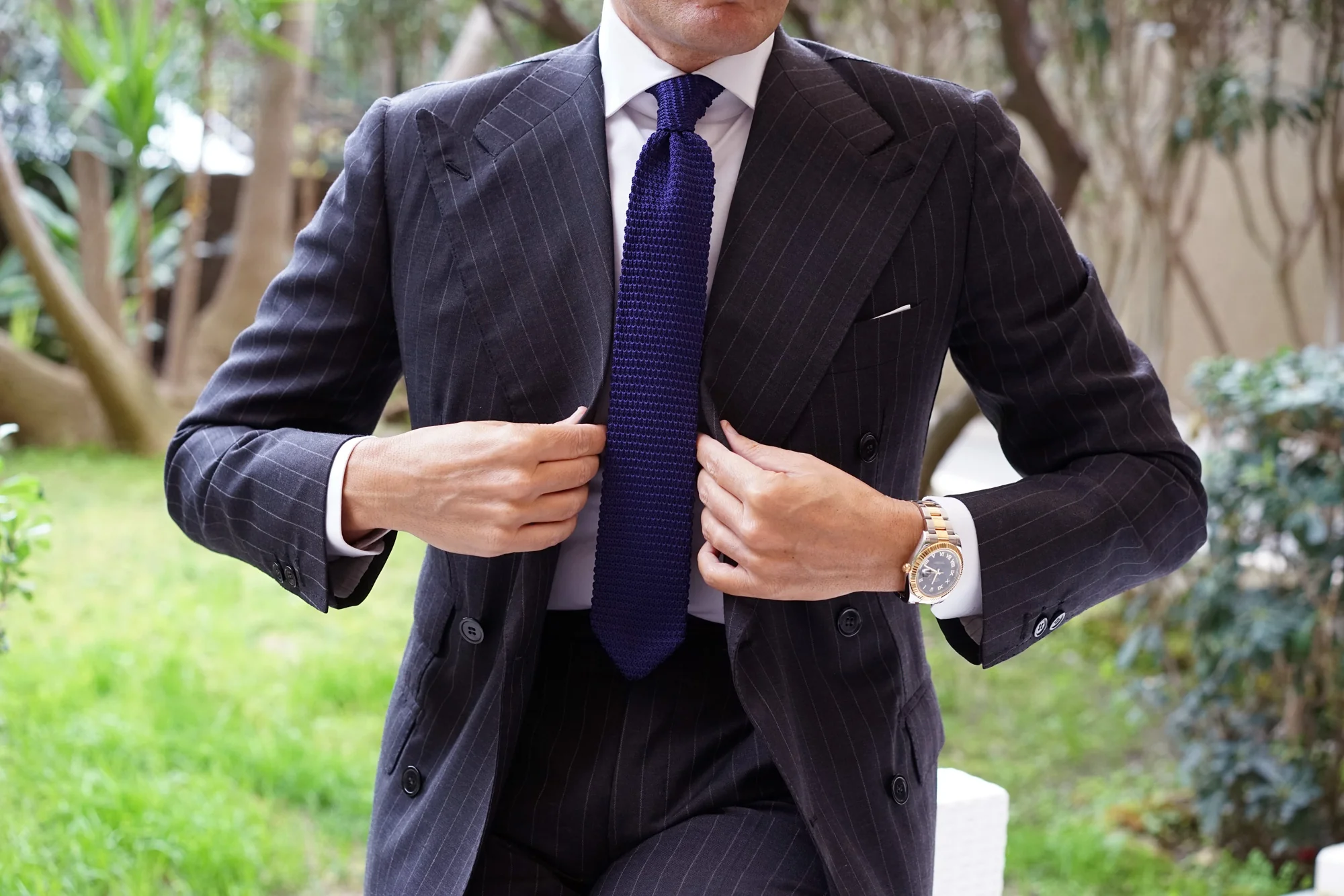 Dark Purple Pointed Knitted Tie - Image 6