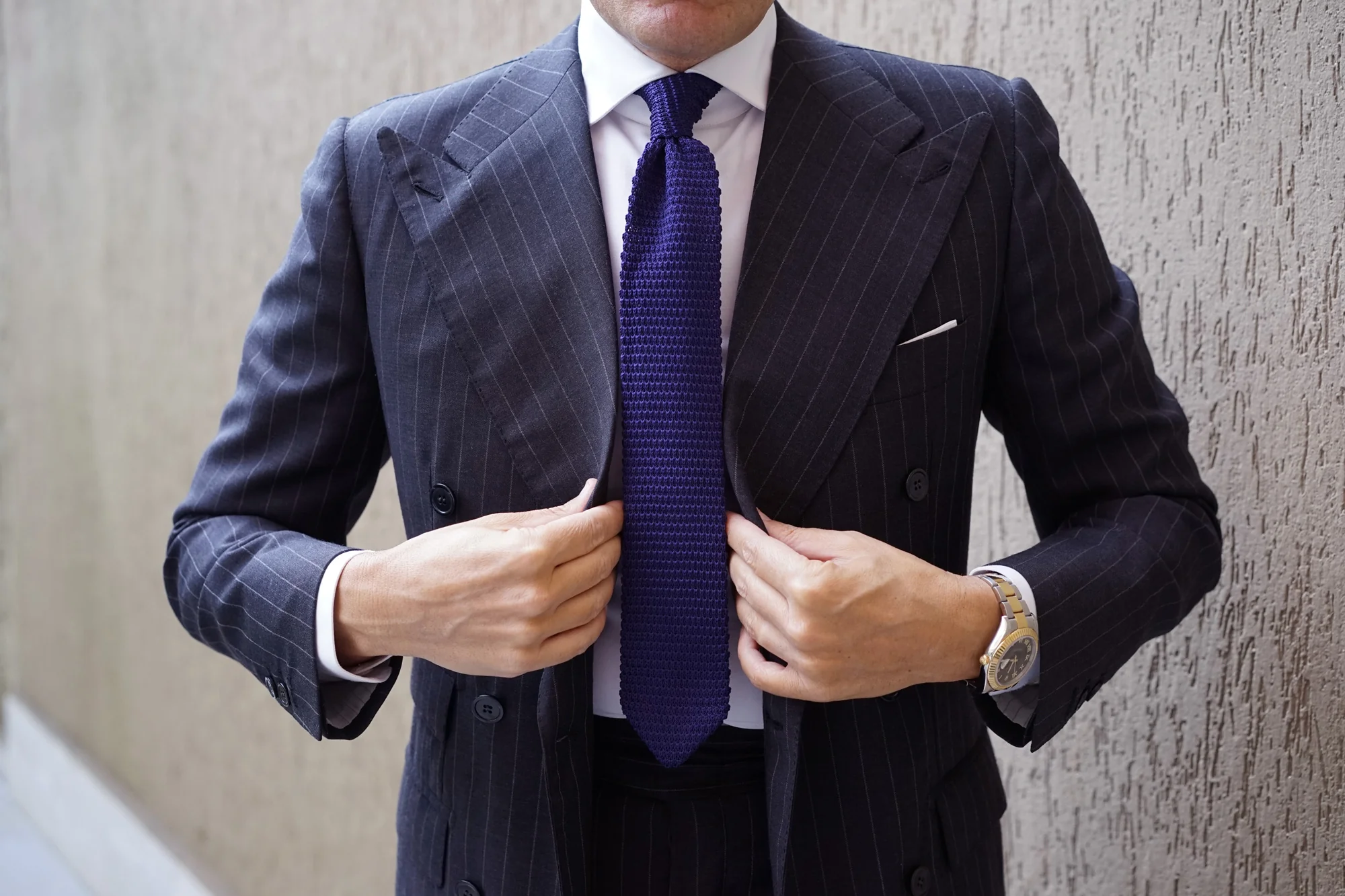 Dark Purple Pointed Knitted Tie - Image 9