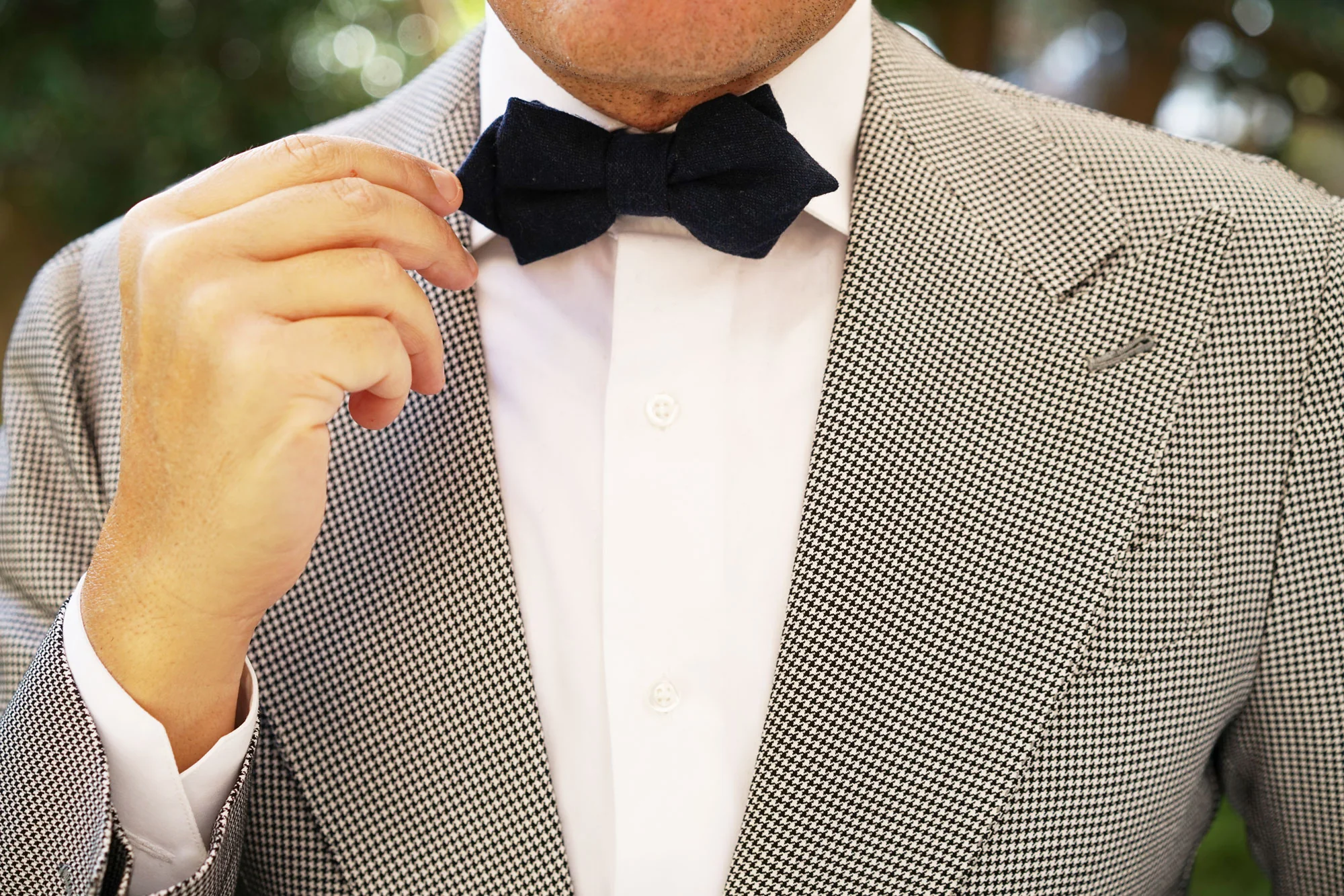 Deep Blue Cotswold Wool Diamond Bow Tie - Image 4