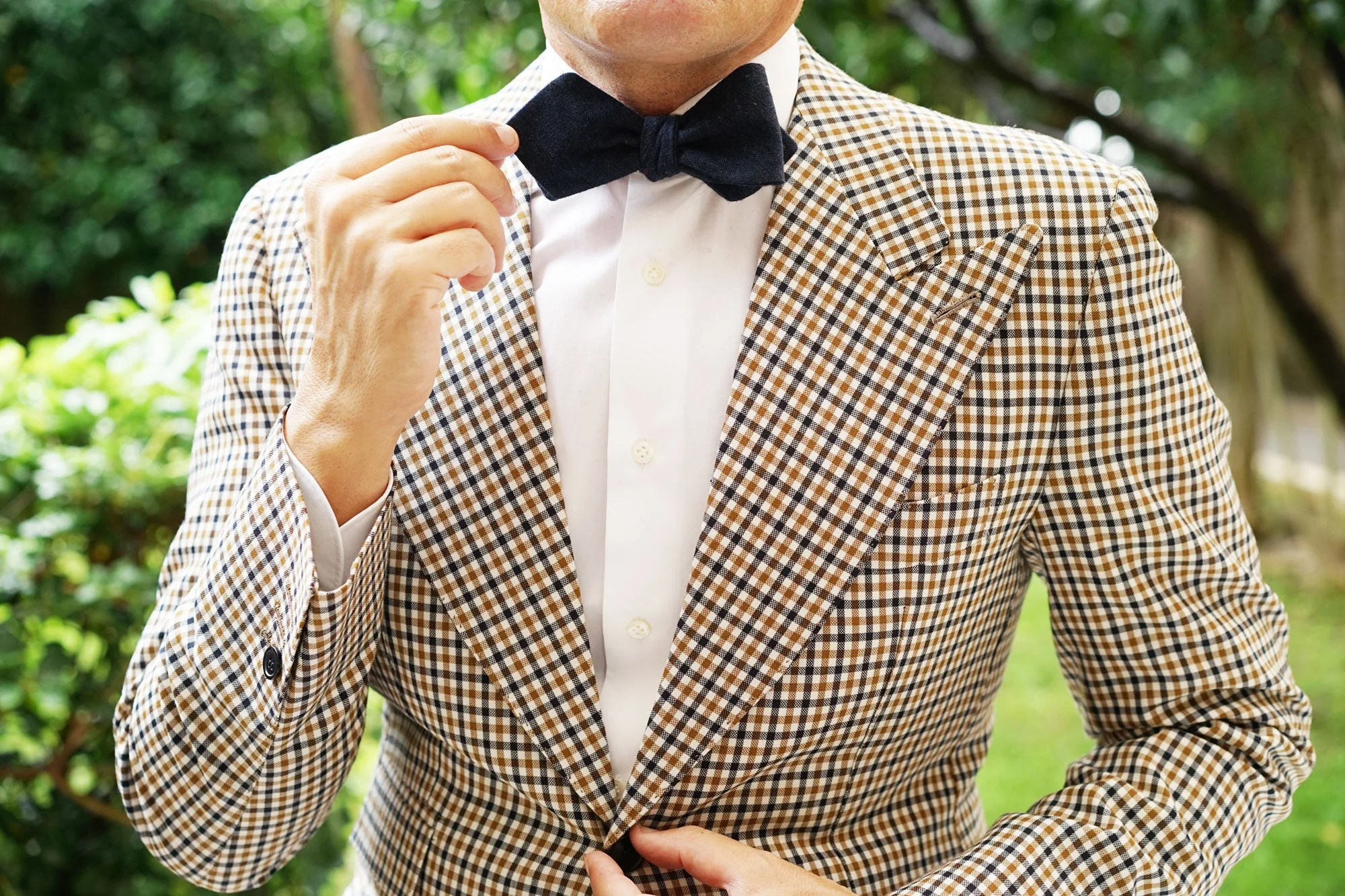 Deep Blue Cotswold Wool Diamond Self Bow Tie - Image 7