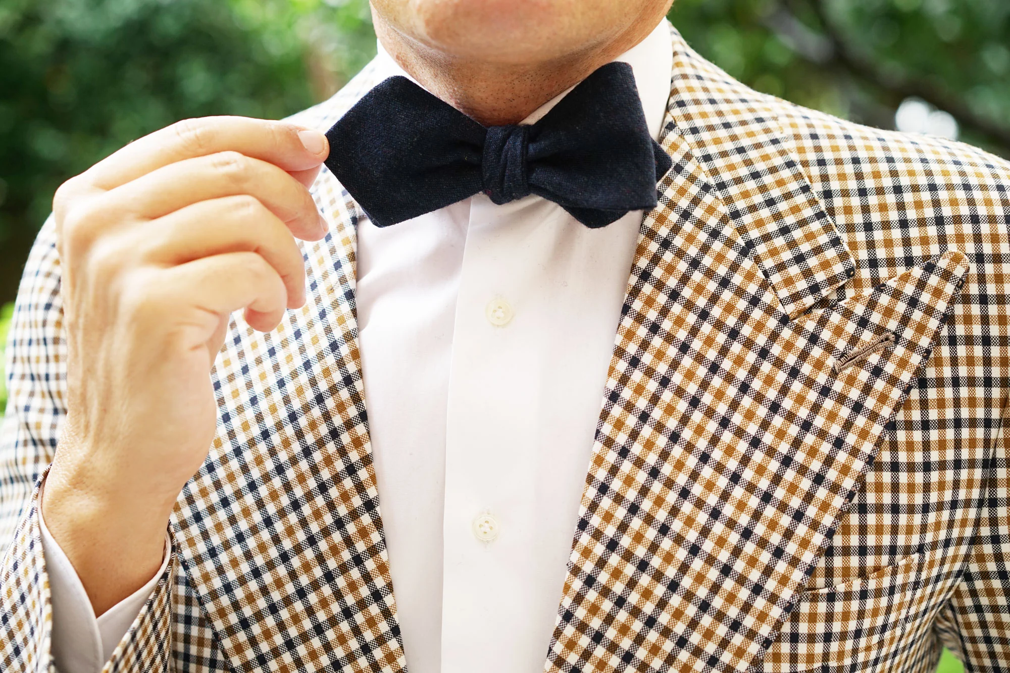 Deep Blue Cotswold Wool Diamond Self Bow Tie - Image 8