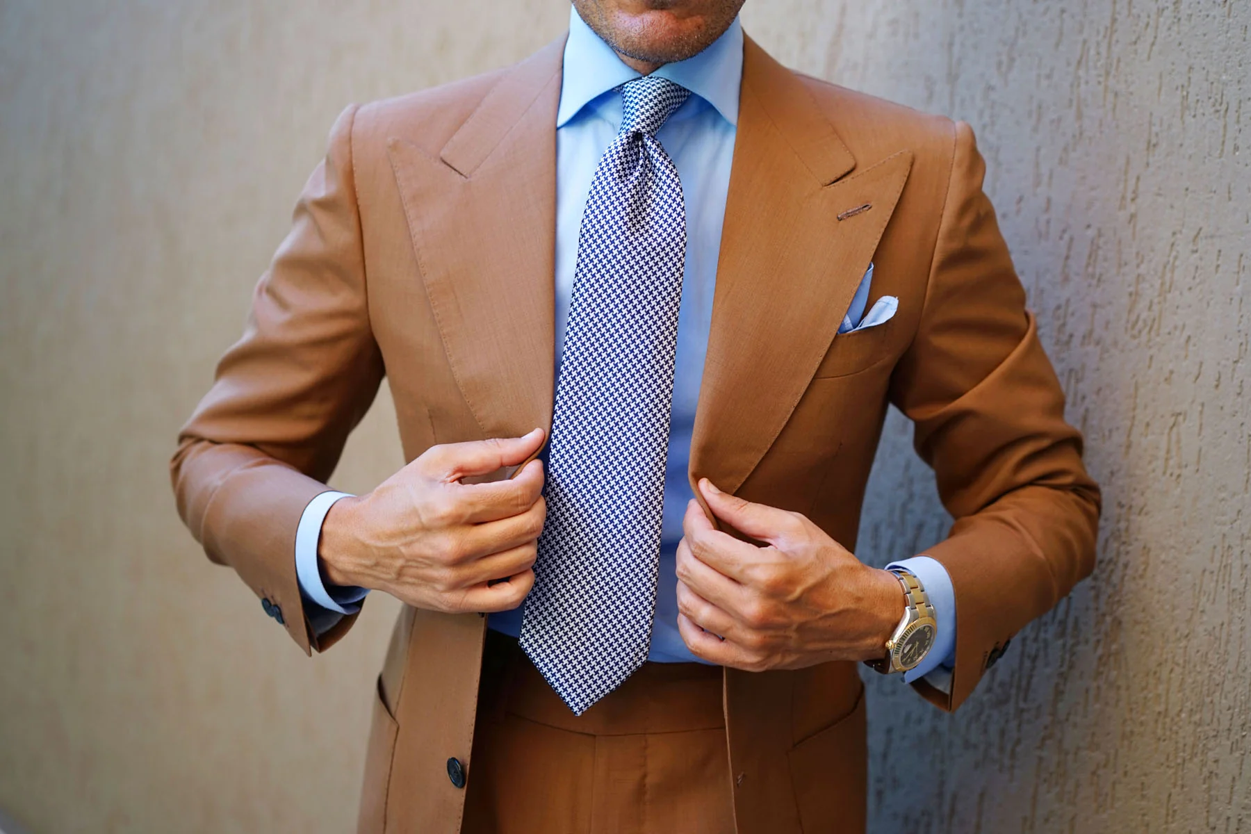 Deep Blue Houndstooth Tie - Image 4