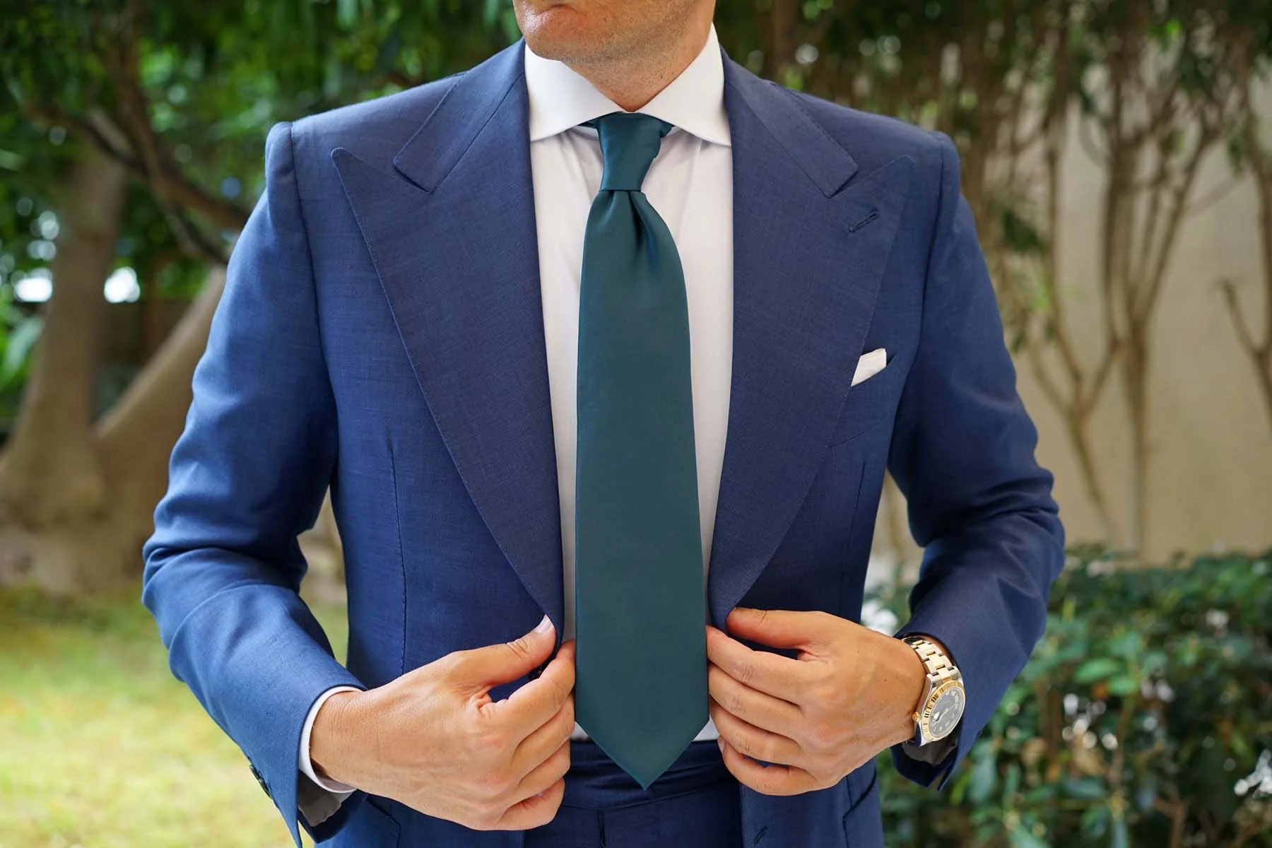 Deep Jade Satin Necktie - Image 4