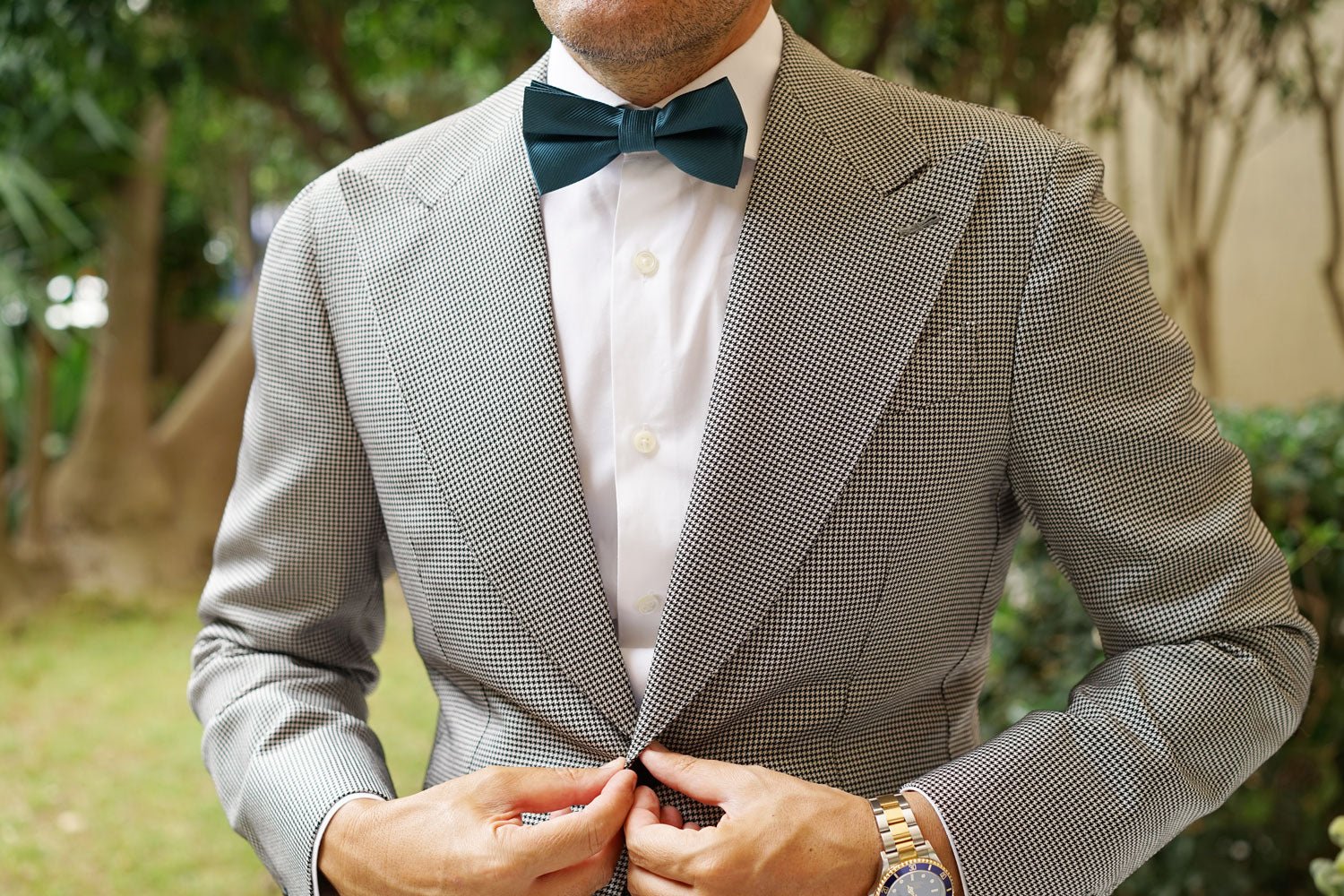 Deep Jade Twill Bow Tie - Image 3