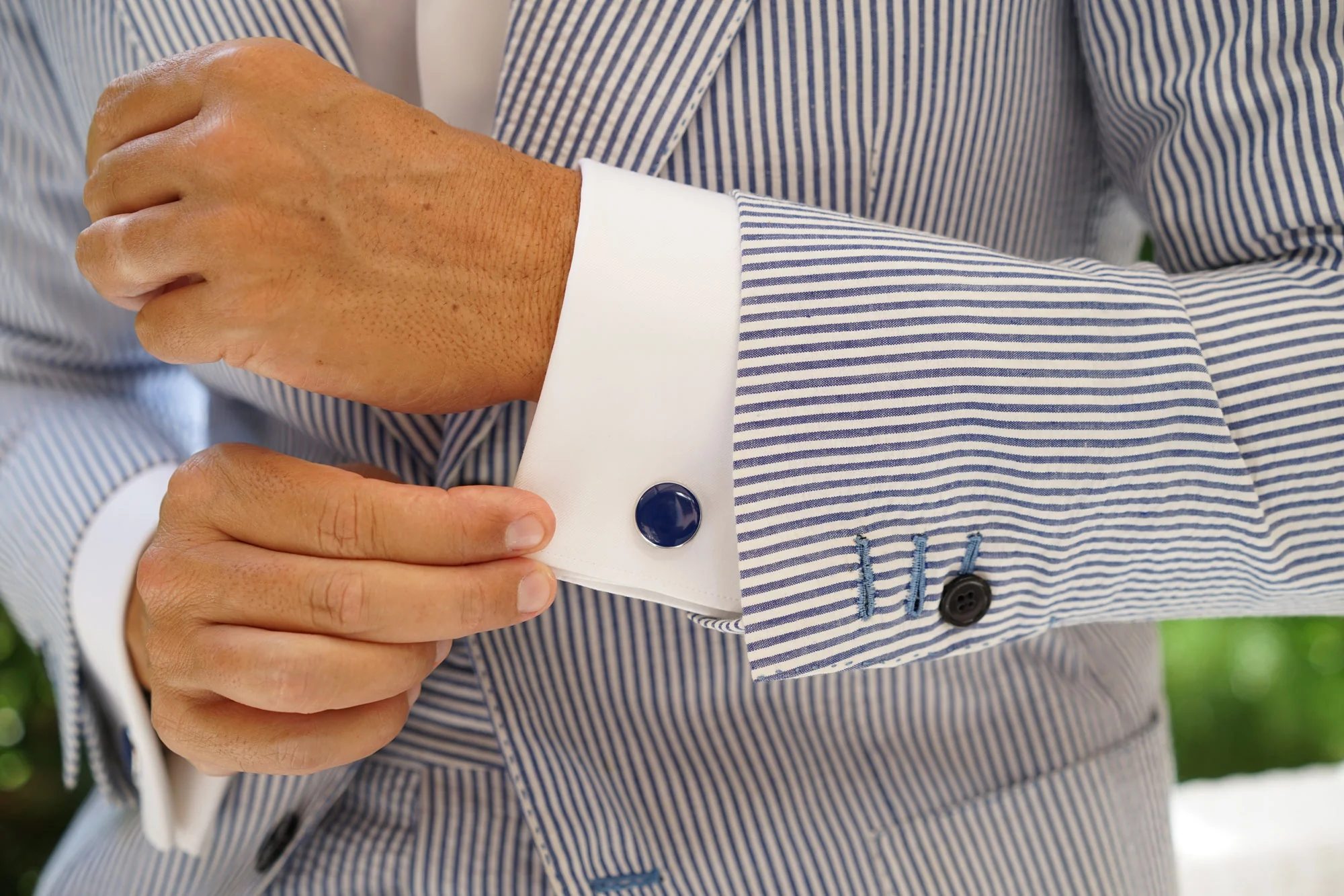 Deep Sea Blue and Silver Cufflinks - Image 7
