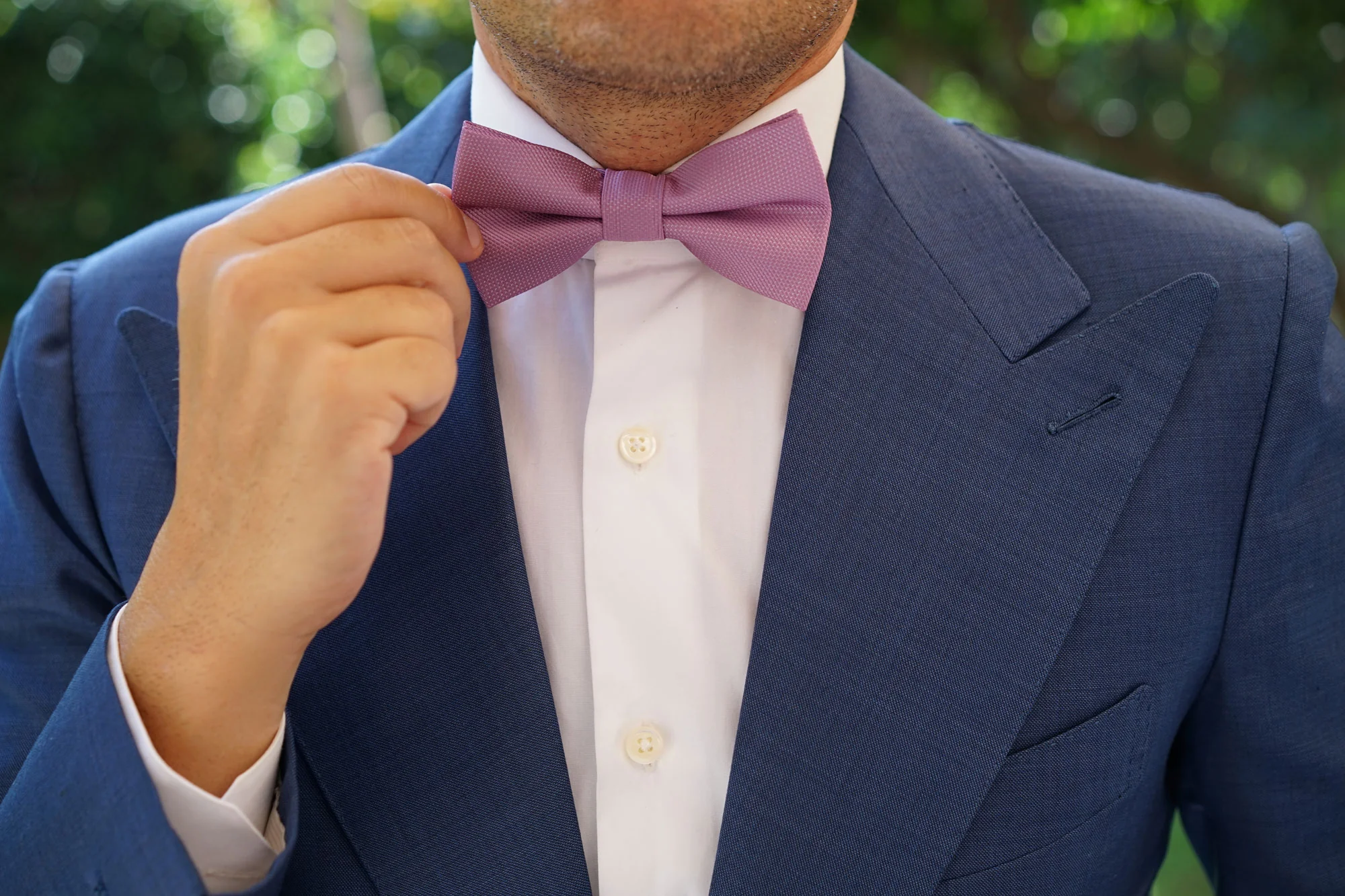 Deep Wisteria Purple Weave Bow Tie - Image 6