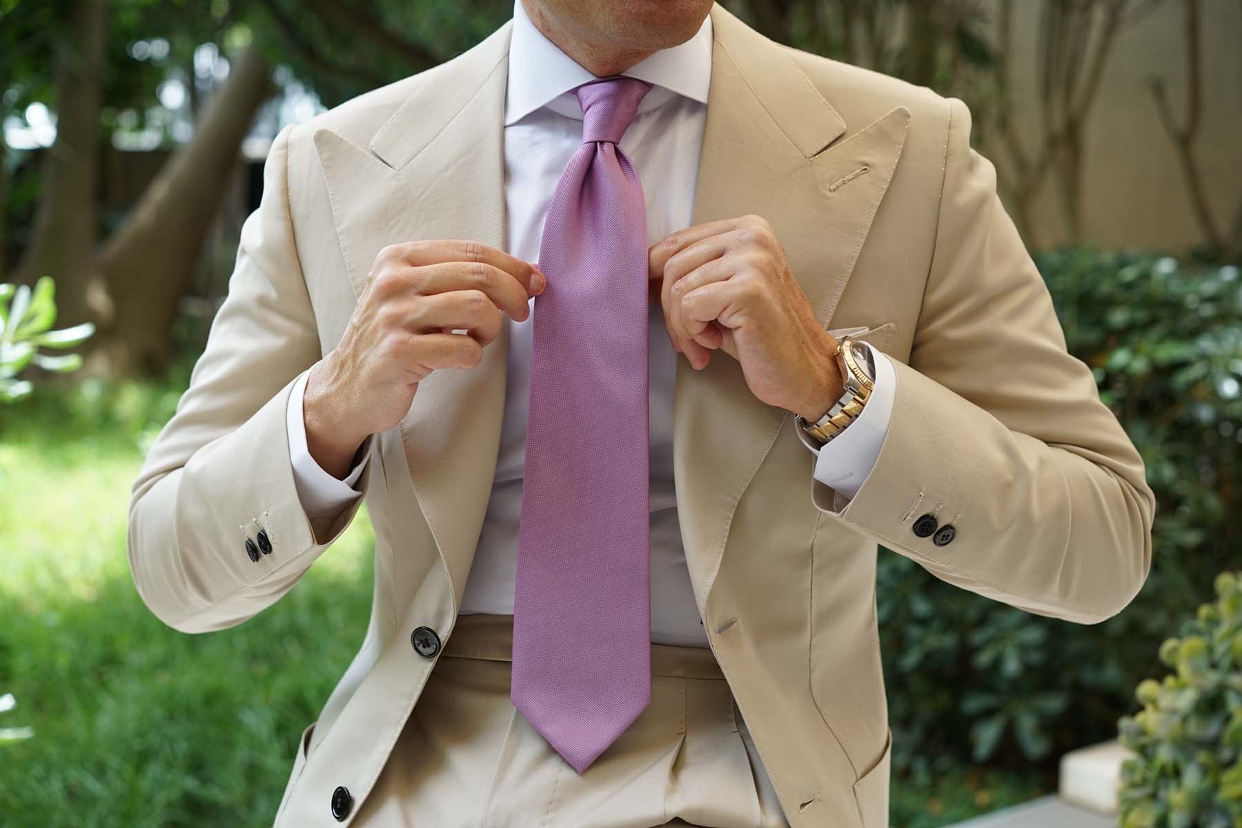 Deep Wisteria Purple Weave Necktie - Image 11