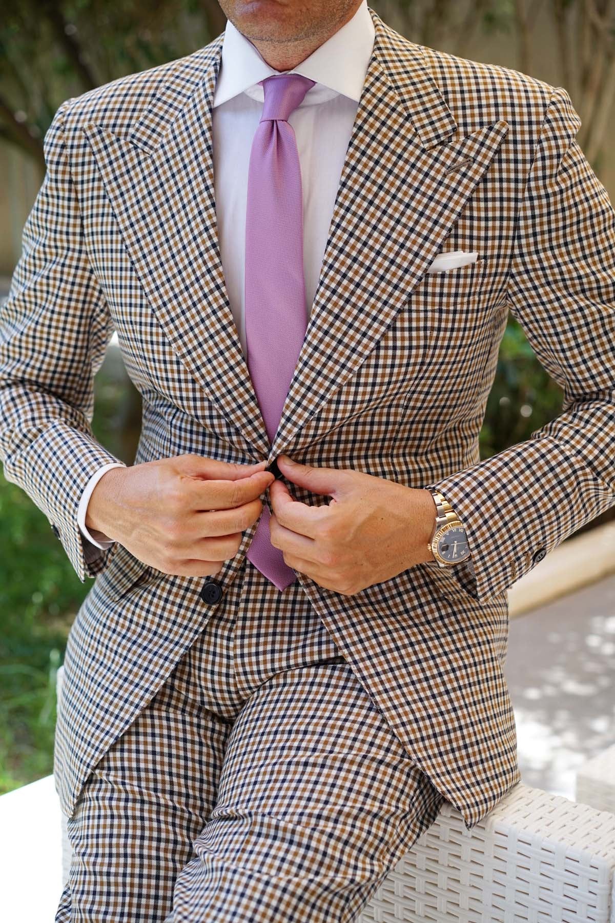 Deep Wisteria Purple Weave Skinny Tie - Image 7
