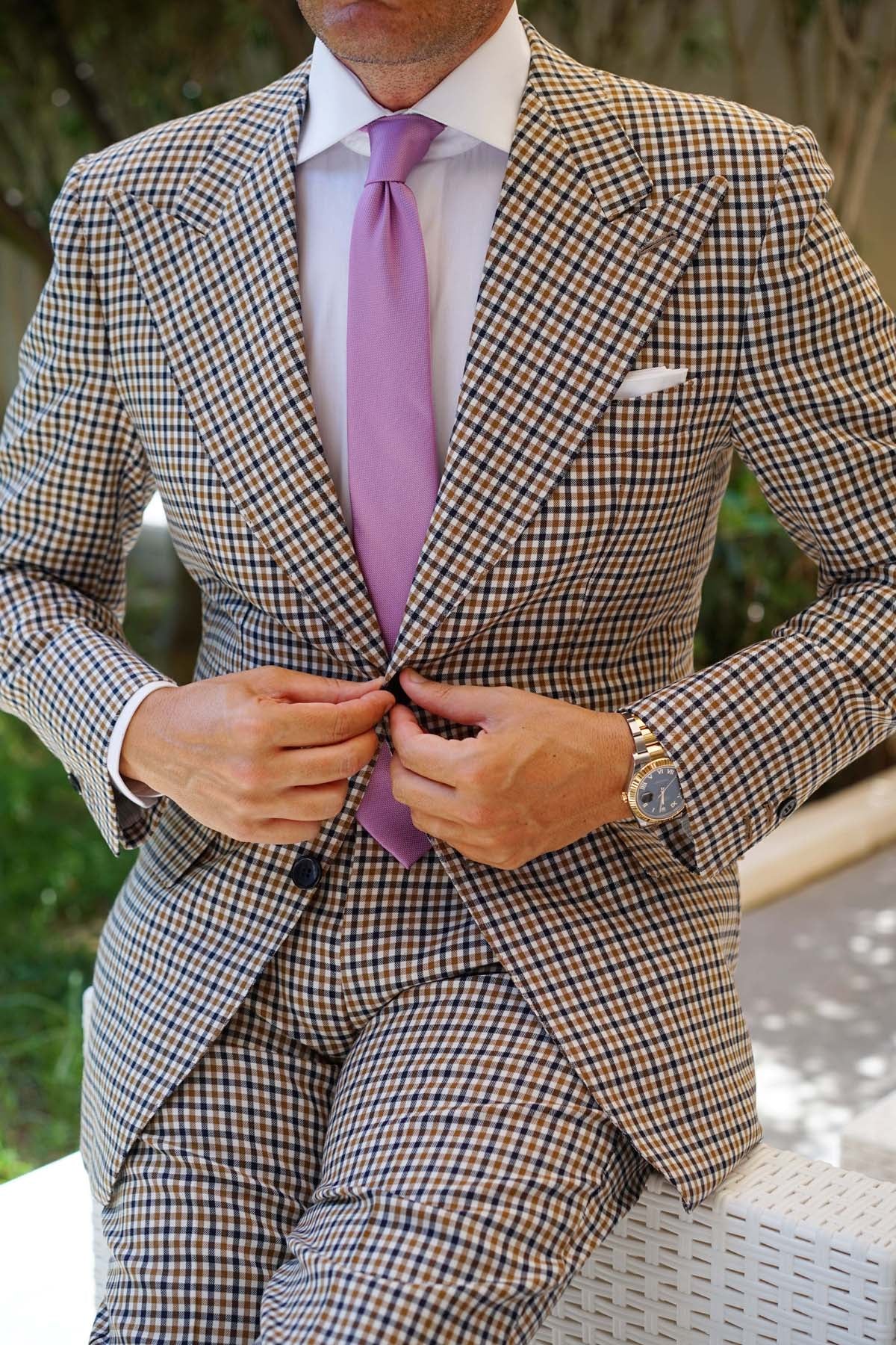 Deep Wisteria Purple Weave Skinny Tie - Image 8