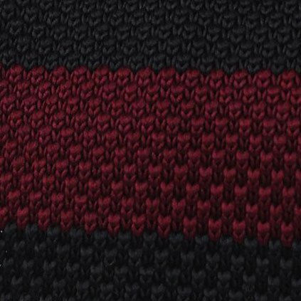Del Toro Black & Burgundy Striped Knitted Tie - Image 2