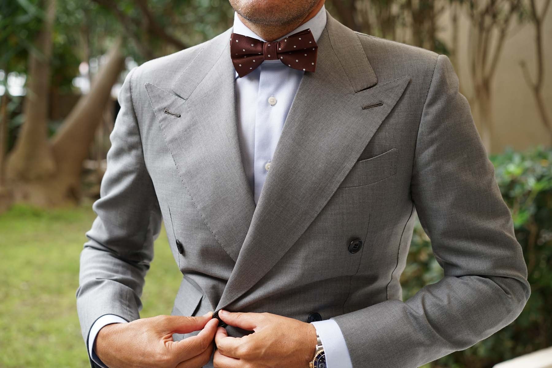 Desert Brown Polka Dots Bow Tie - Image 4