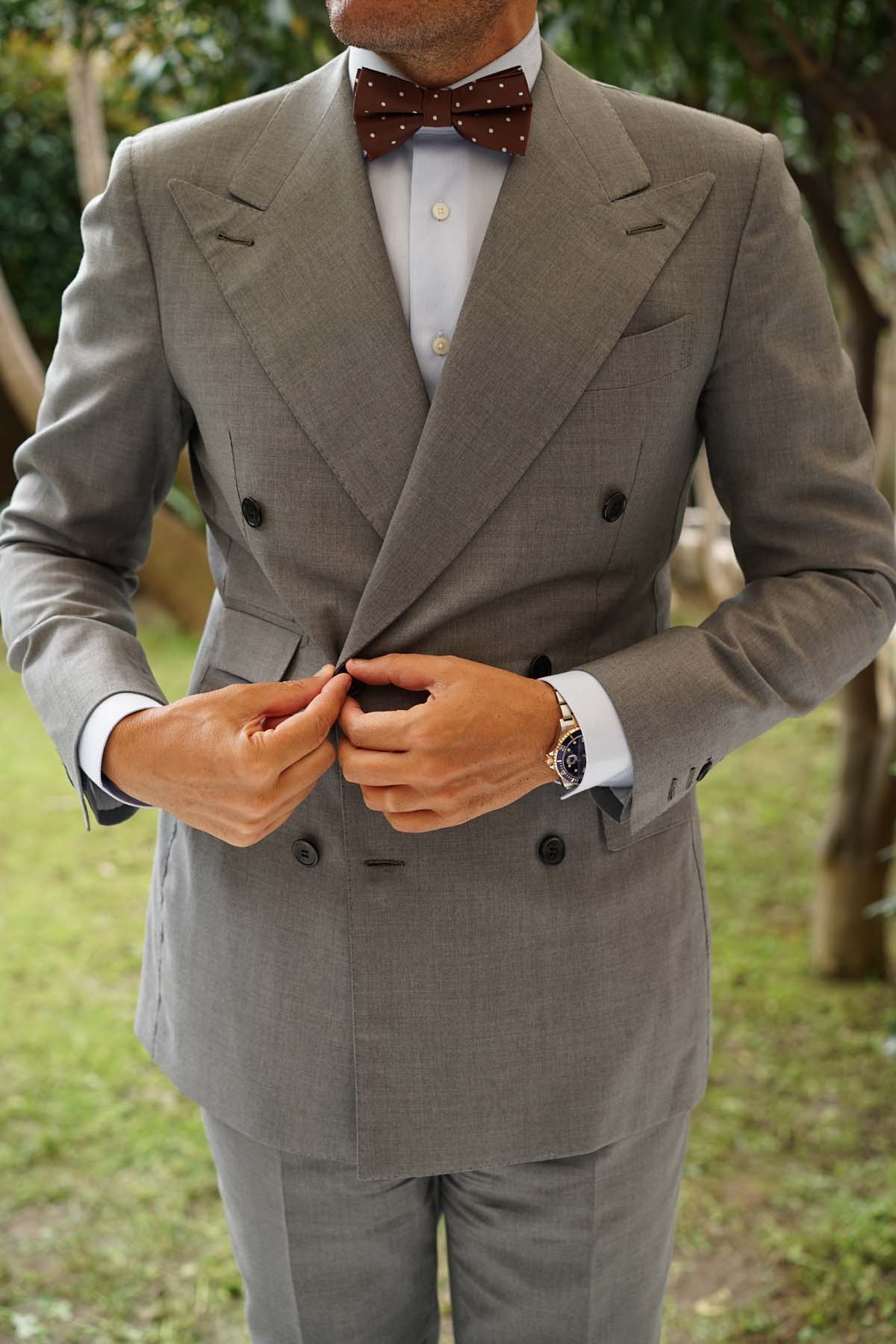 Desert Brown Polka Dots Bow Tie - Image 6