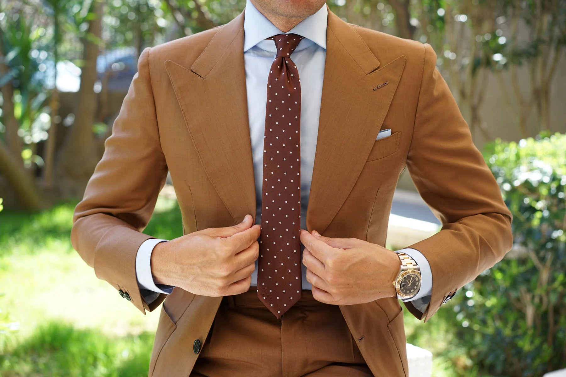 Desert Brown Polka Dots Skinny Tie - Image 4