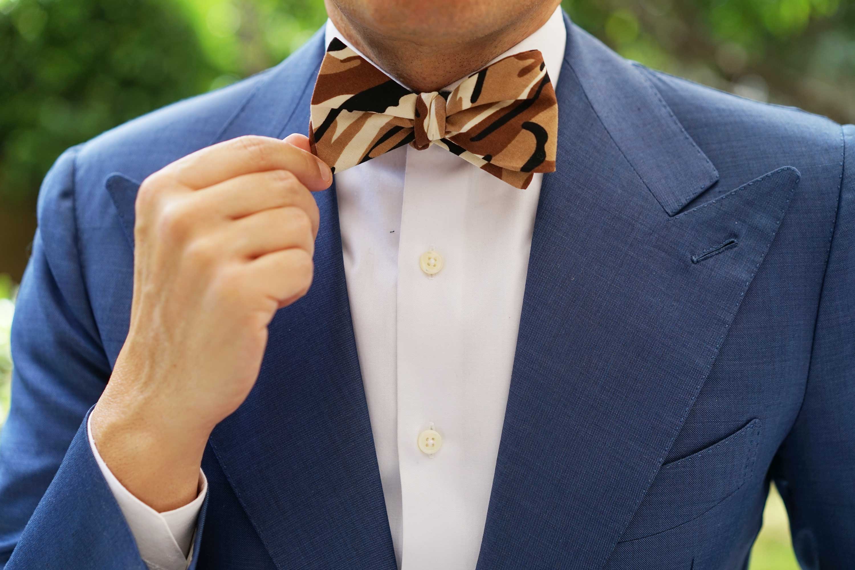 Desert Sand Camouflage Self Bow Tie - Image 11