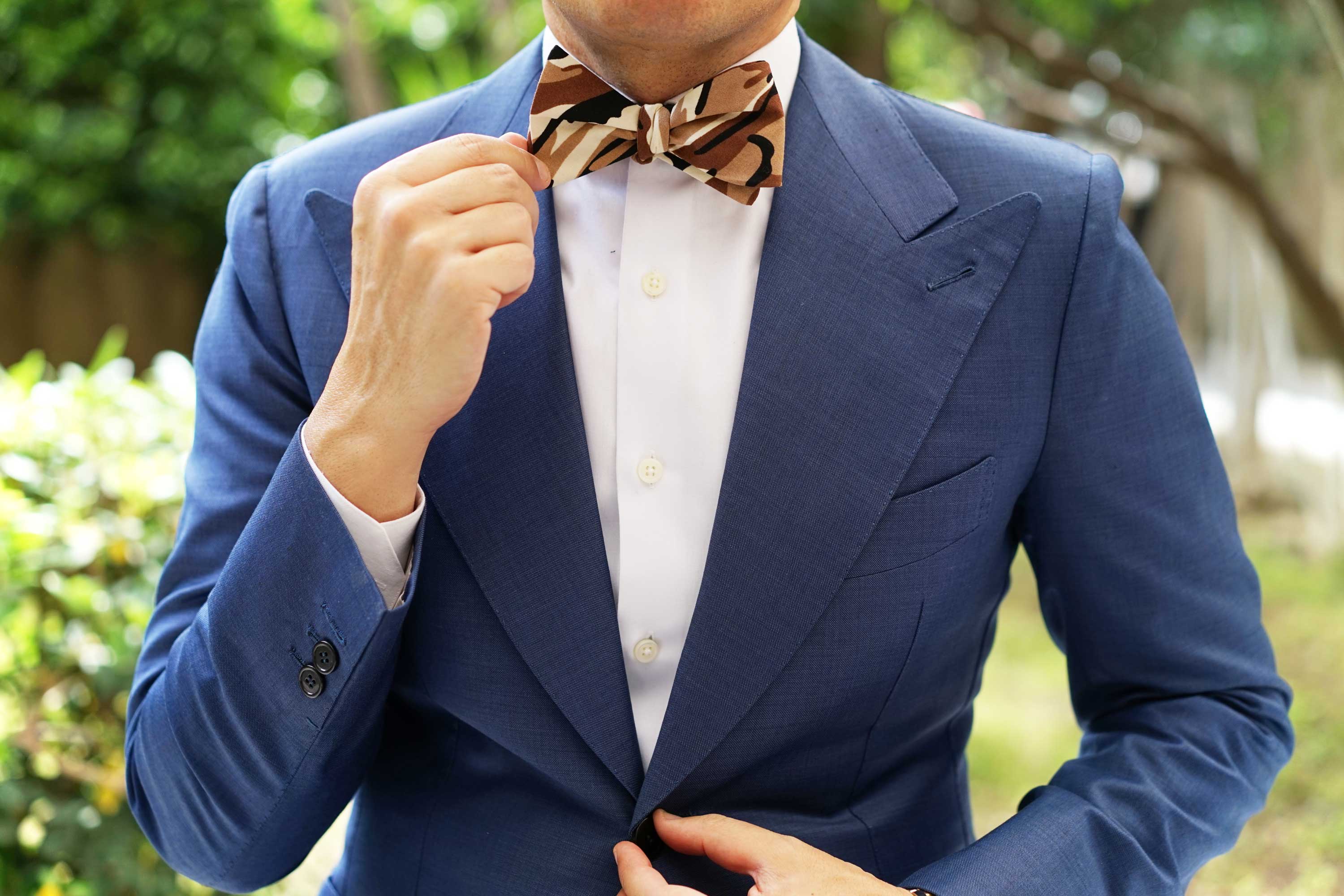 Desert Sand Camouflage Self Bow Tie - Image 7