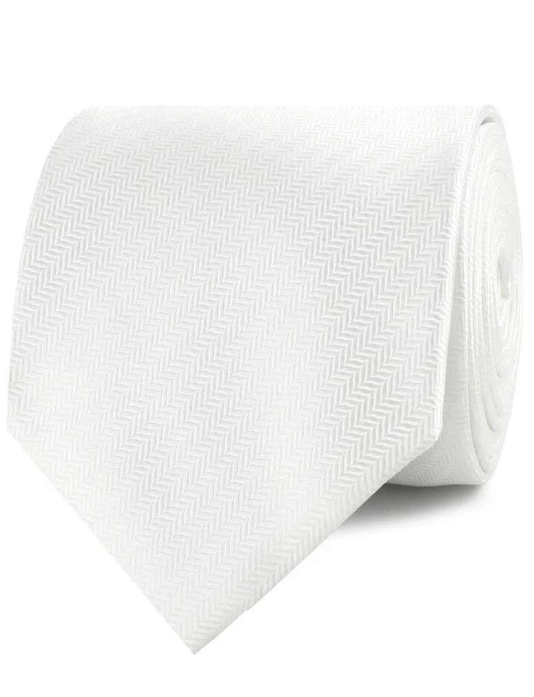 Diamond White Herringbone Chevron Necktie - Image 2