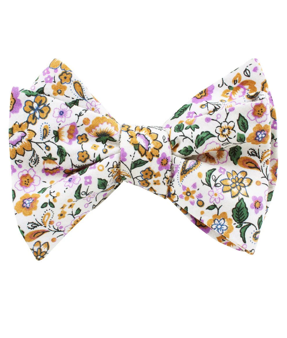 Diamond White Liberty Floral Self Bow Tie - Image 2
