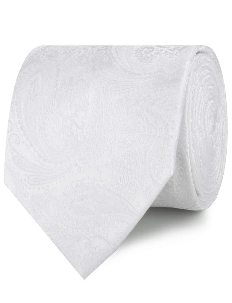 Diamond White Teardrop Paisley Necktie - Image 2