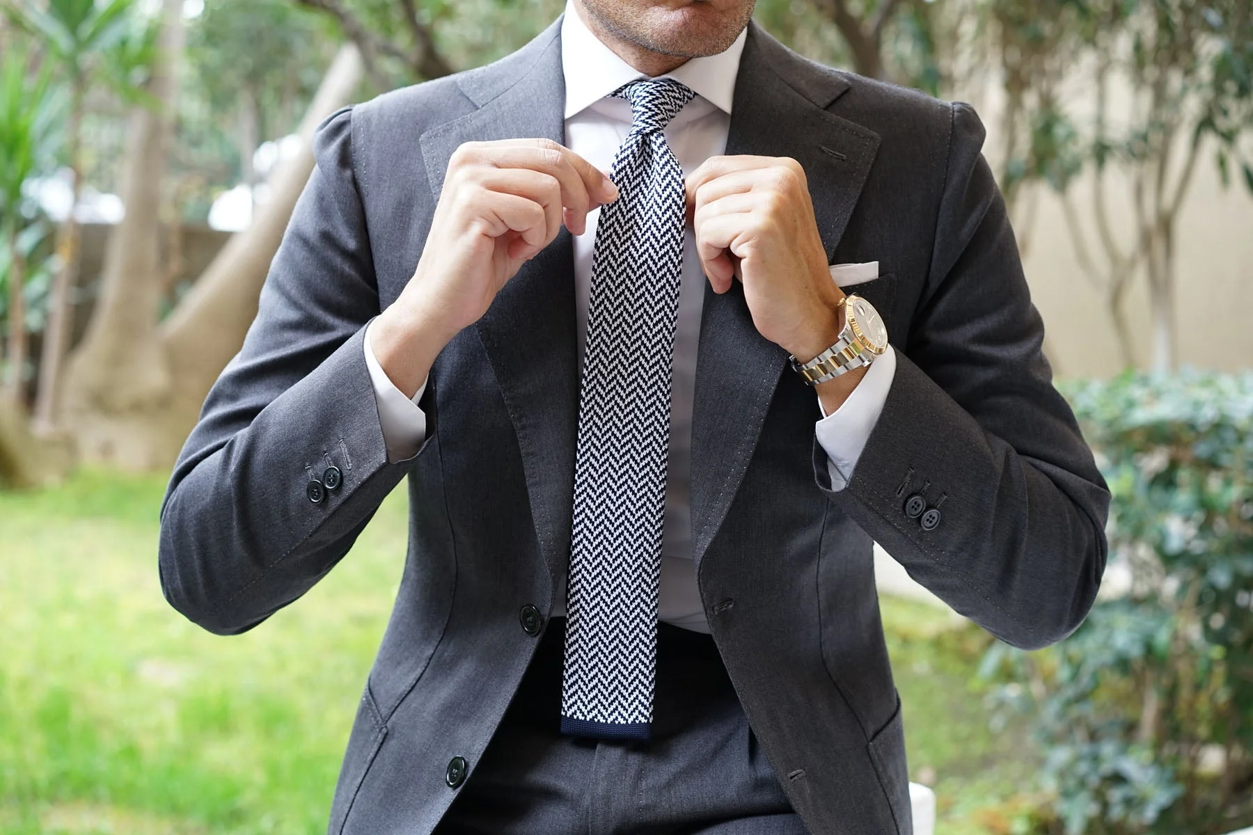Django Herringbone Knitted Tie - Image 3