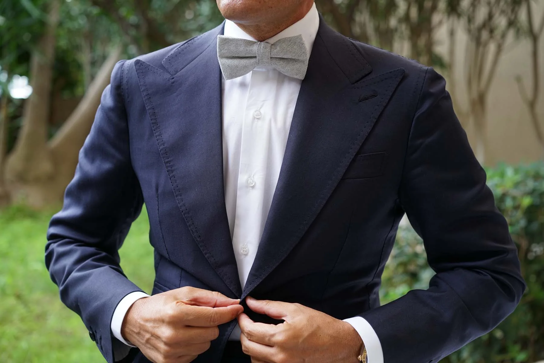 Dry Grey Donegal Linen Bow Tie - Image 5