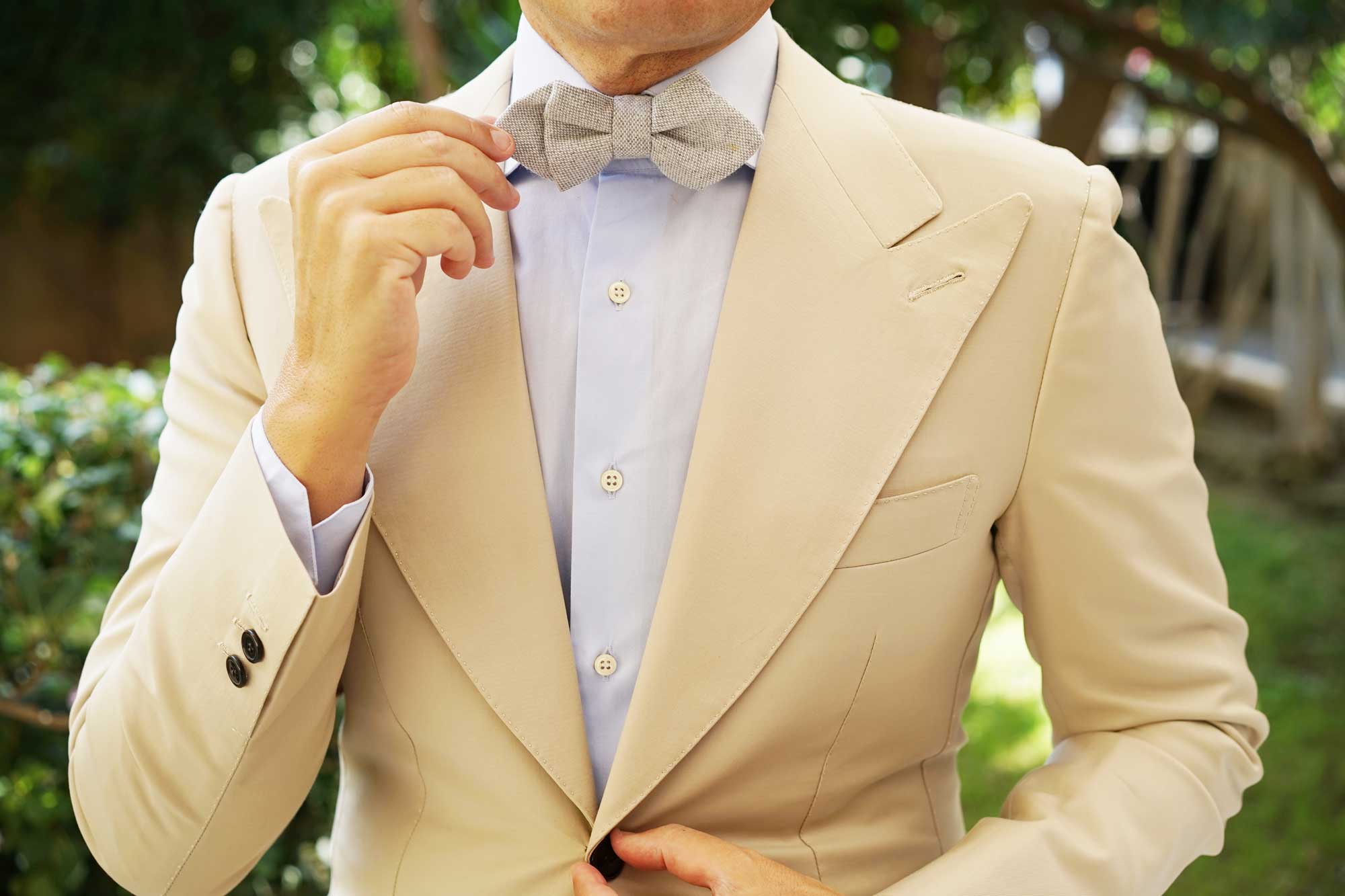 Dry Grey Donegal Linen Diamond Bow Tie - Image 7