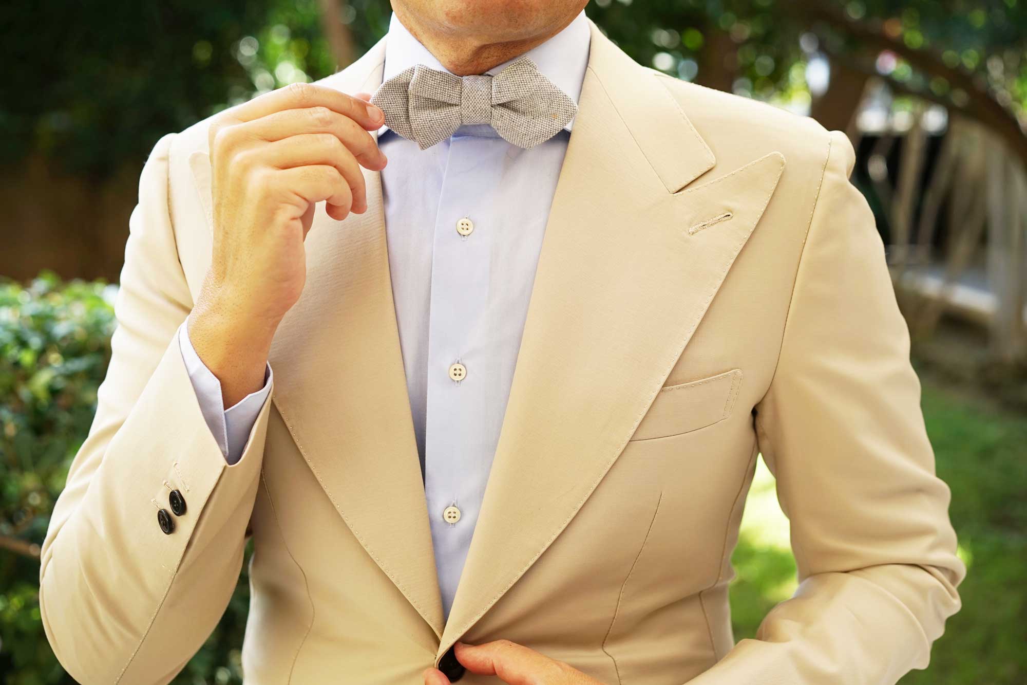 Dry Grey Donegal Linen Diamond Bow Tie - Image 8