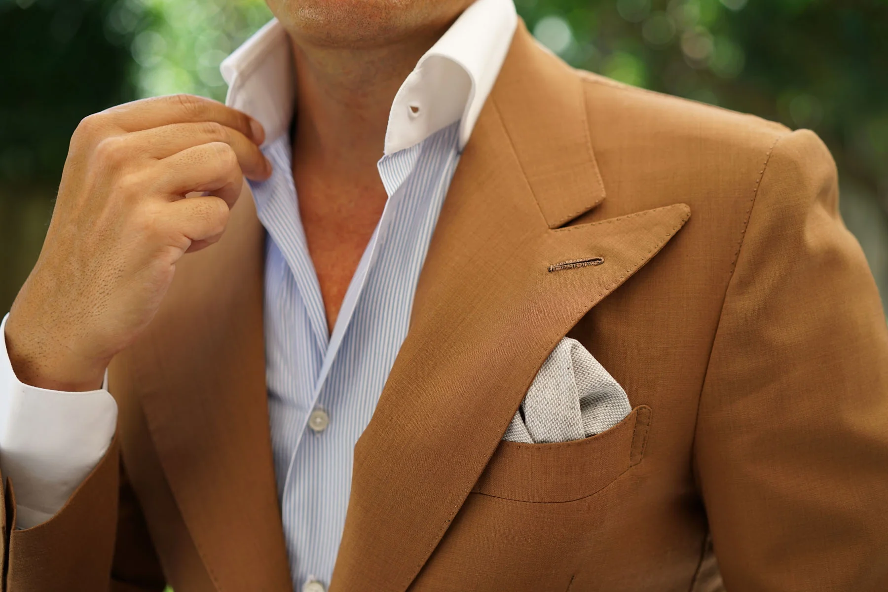 Dry Grey Donegal Linen Pocket Square - Image 6