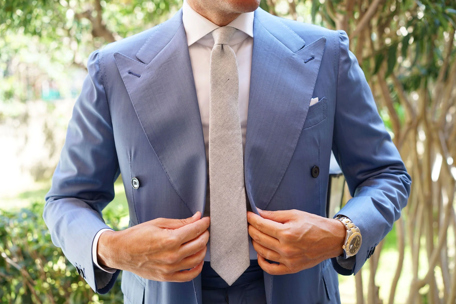 Dry Grey Donegal Linen Skinny Tie - Image 6