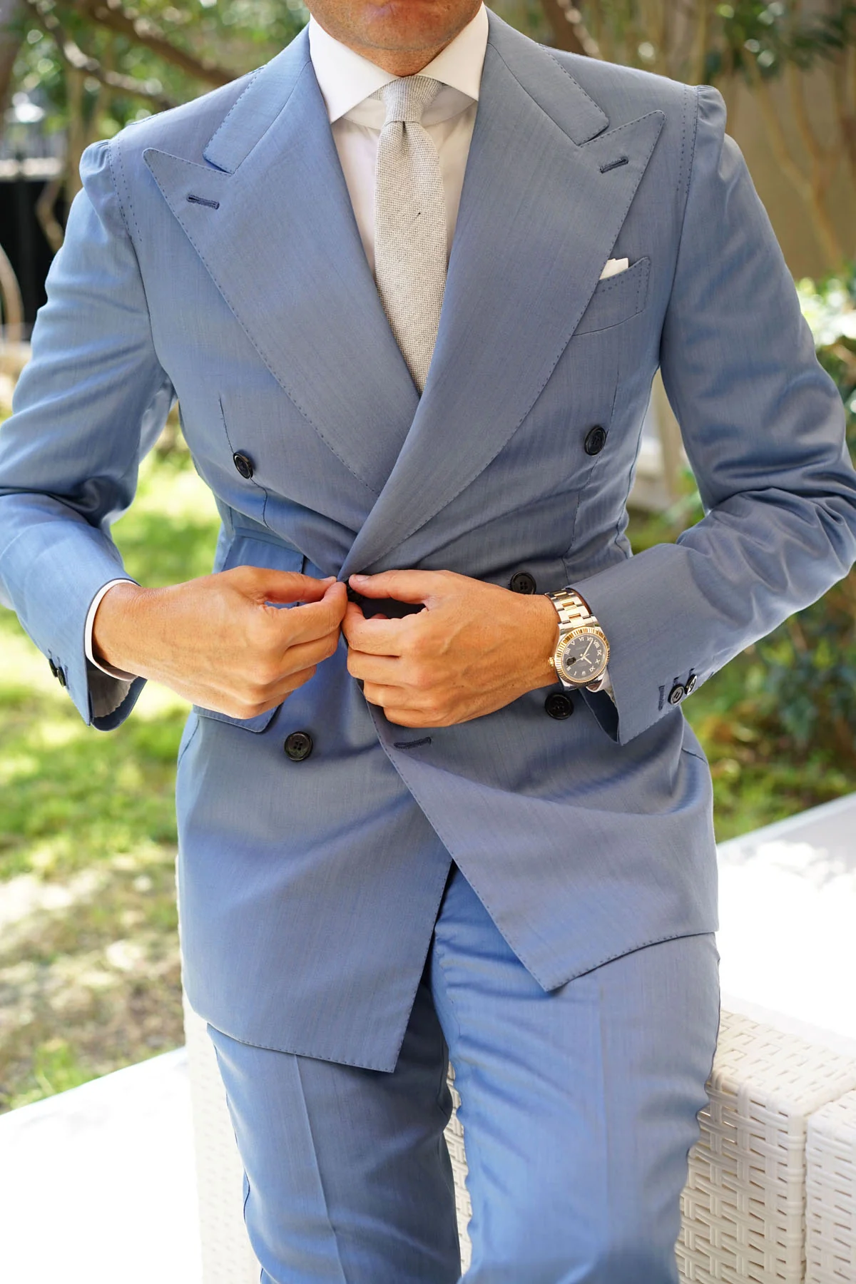 Dry Grey Donegal Linen Skinny Tie - Image 9