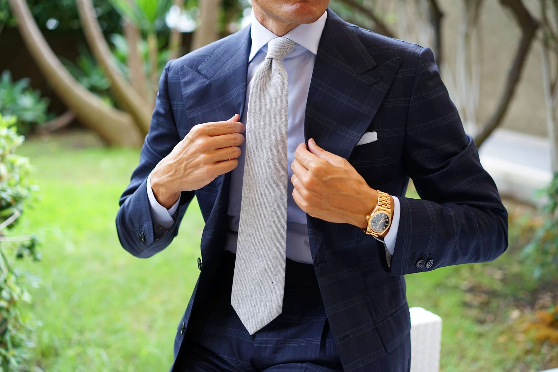 Dry Grey Donegal Linen Tie - Image 10