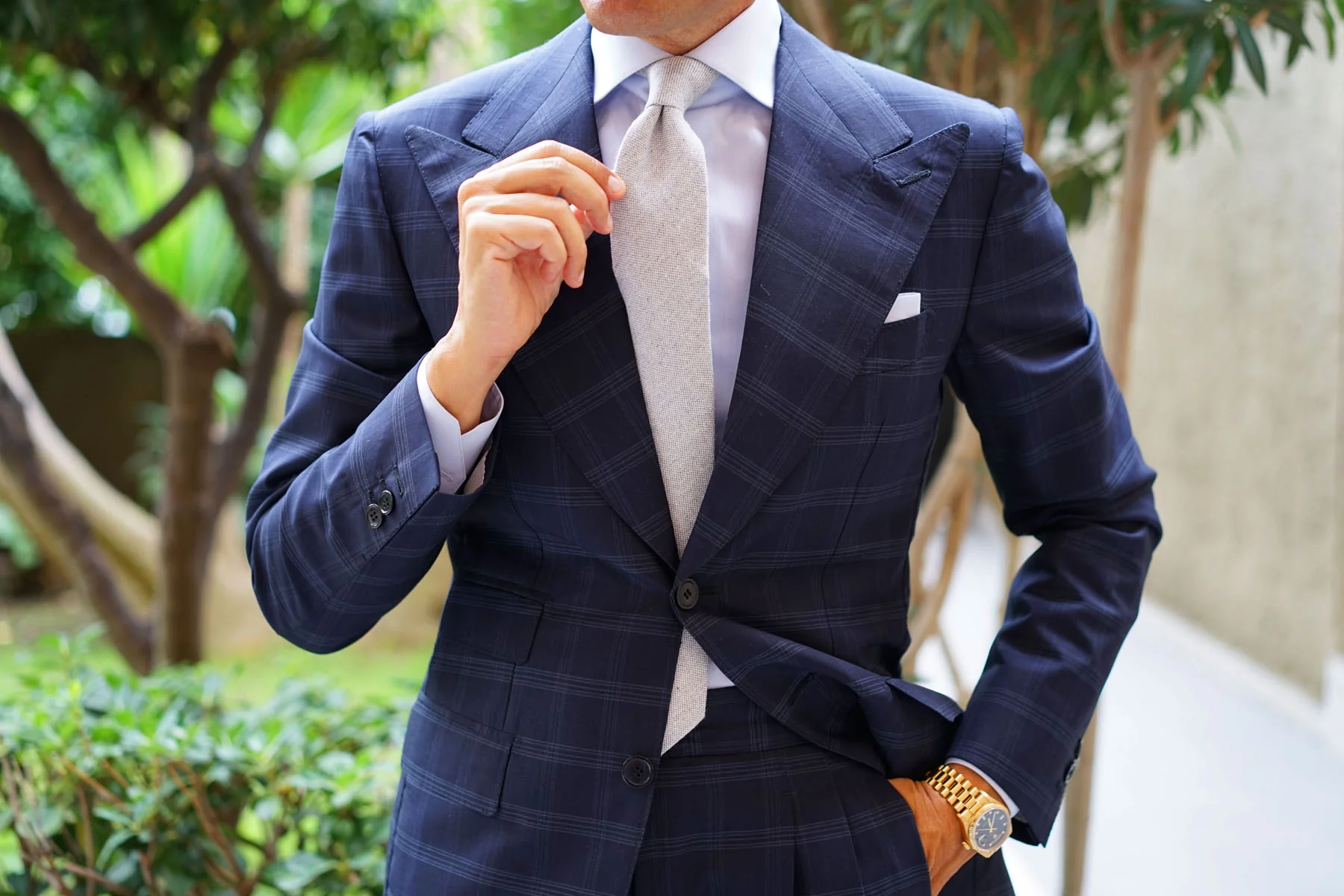 Dry Grey Donegal Linen Tie - Image 14